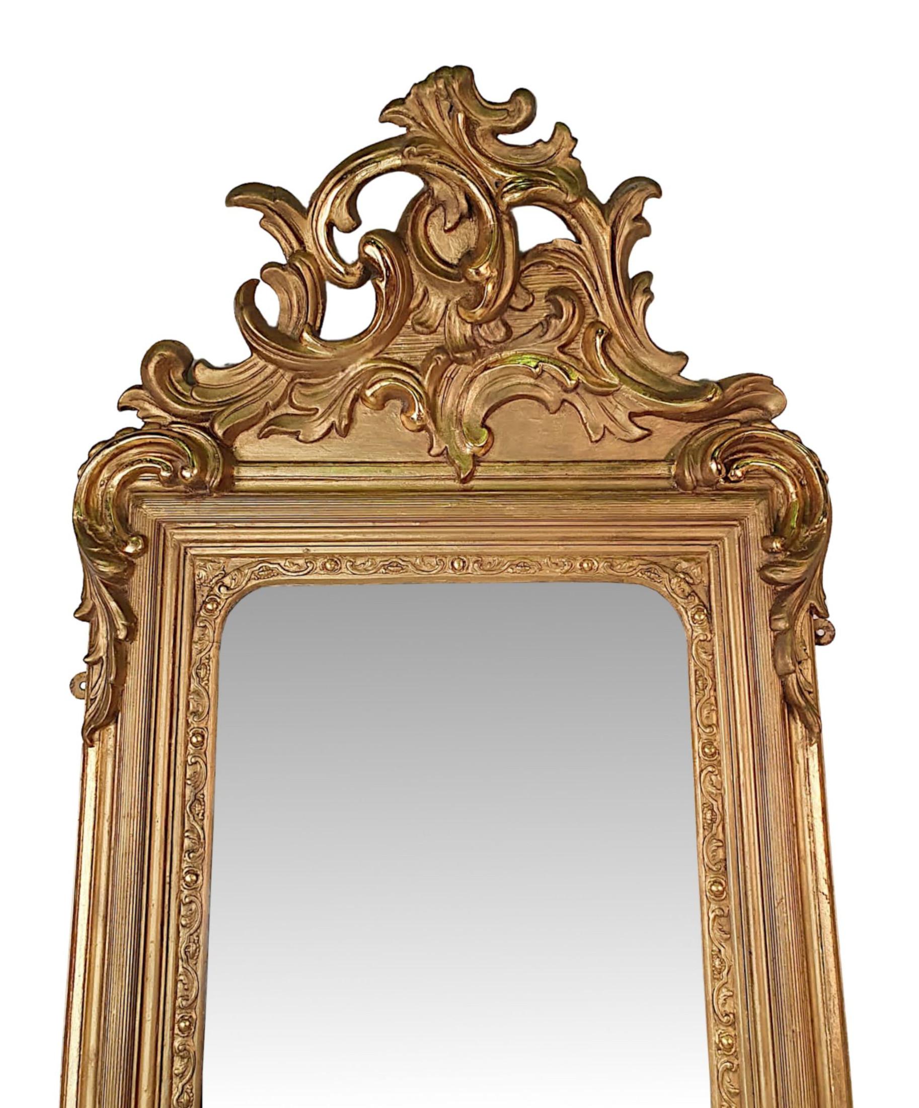 English Very Fine and Rare 19th Century Giltwood Pier or Dressing Mirror