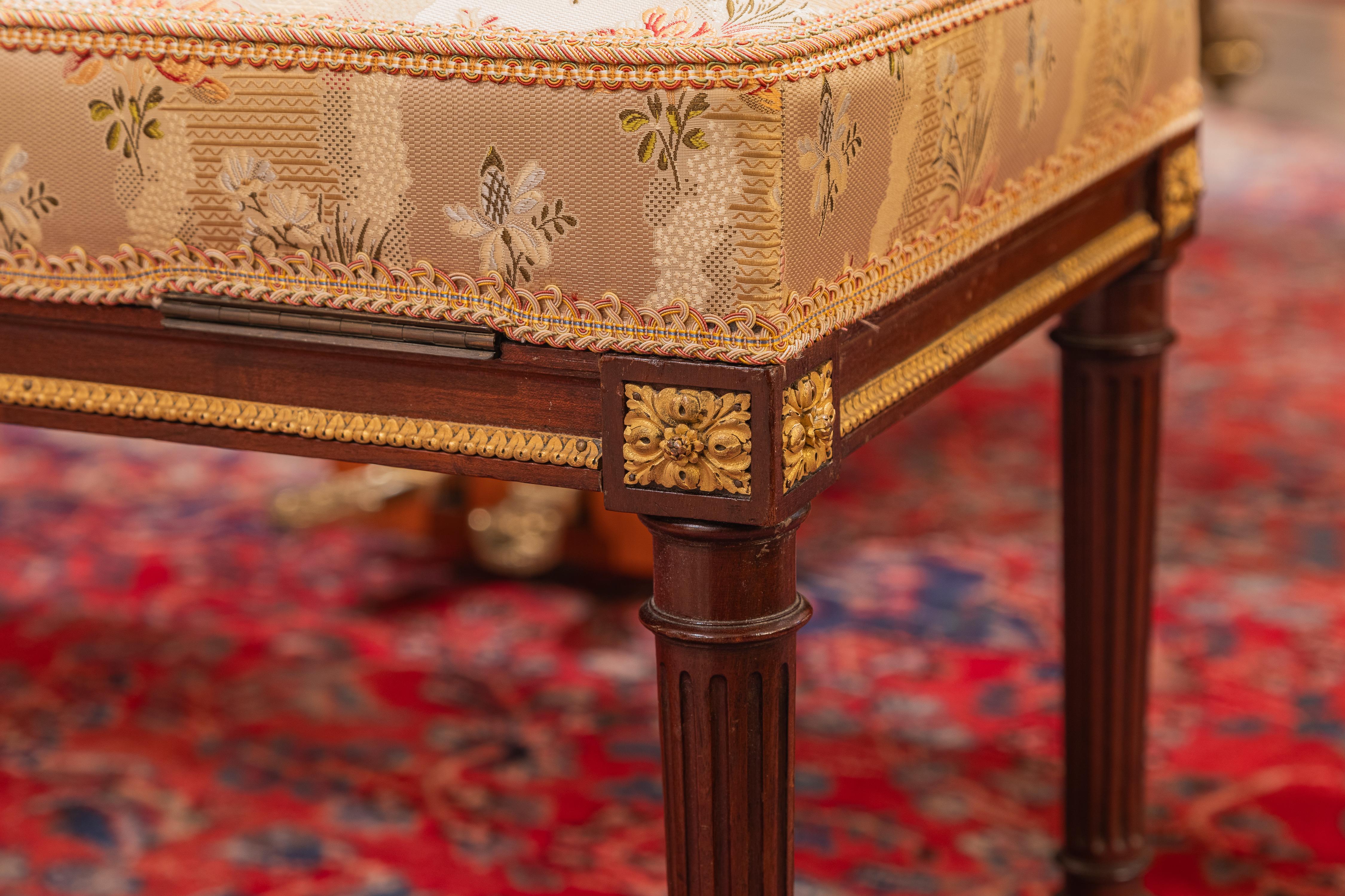 Gilt A very fine and rare 19th century Louis XVI gilt bronze mounted  bench