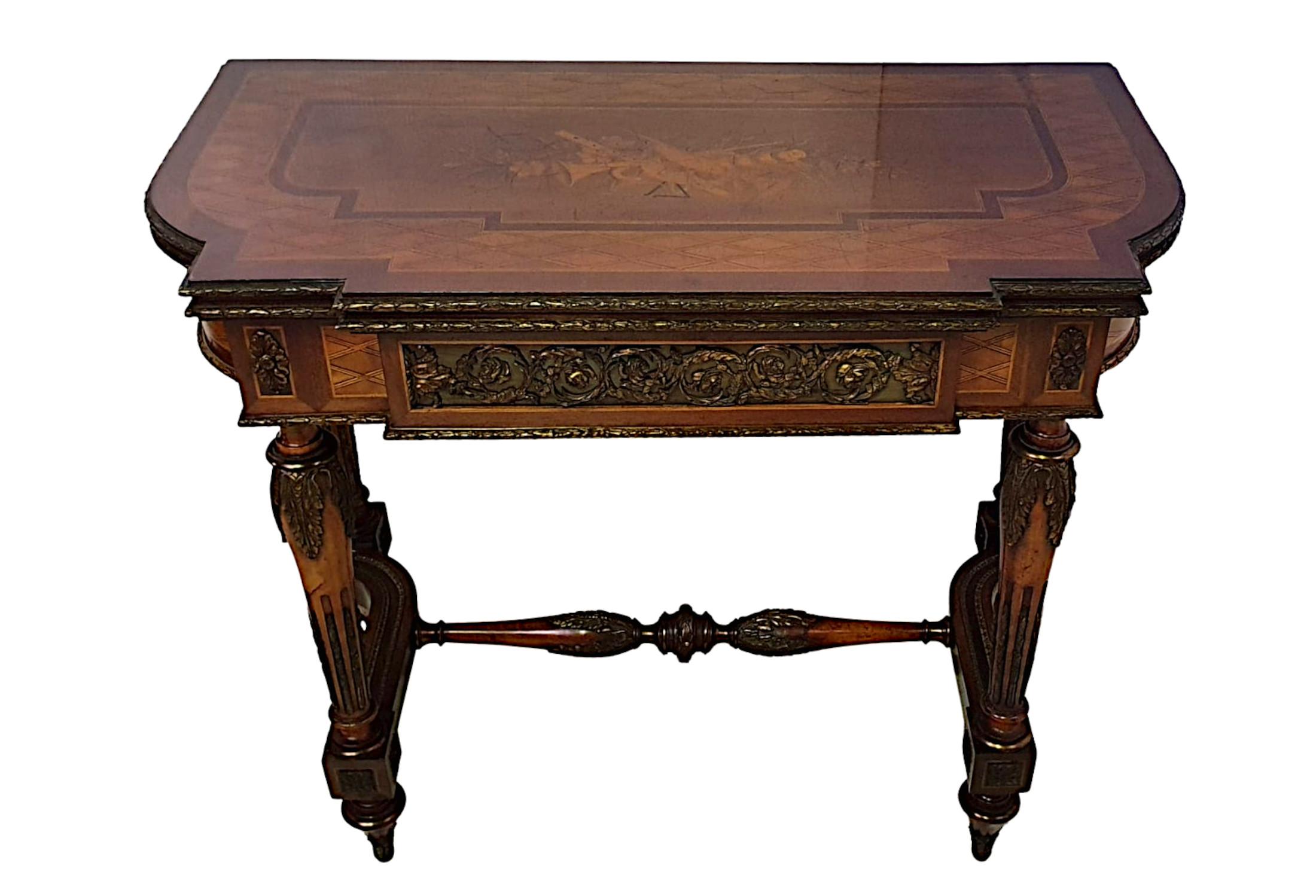French Very Fine and Rare 19th Century Museum Quality Marquetry Inlaid Card Table For Sale