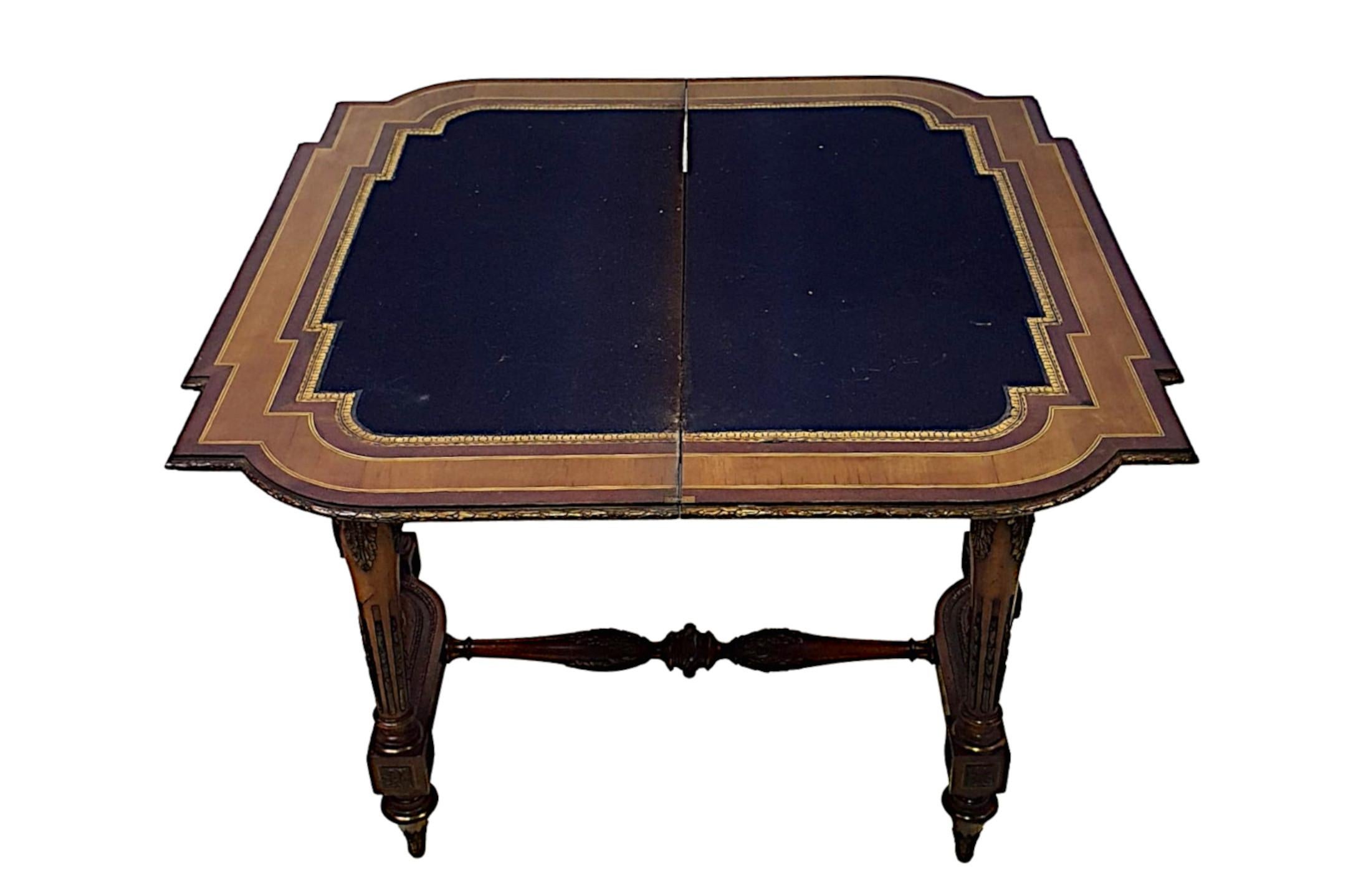 Baize Very Fine and Rare 19th Century Museum Quality Marquetry Inlaid Card Table For Sale