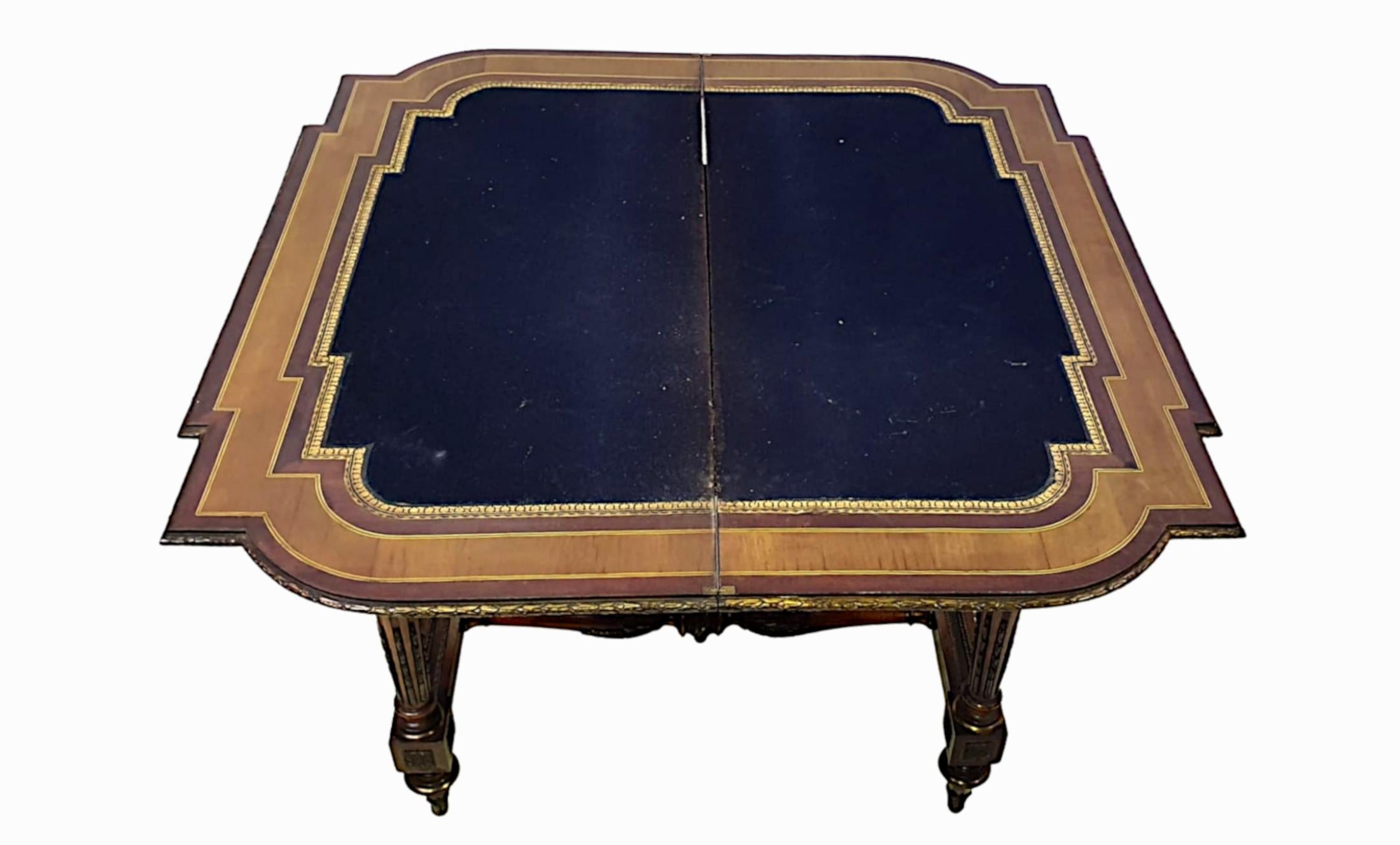 Very Fine and Rare 19th Century Museum Quality Marquetry Inlaid Card Table For Sale 1