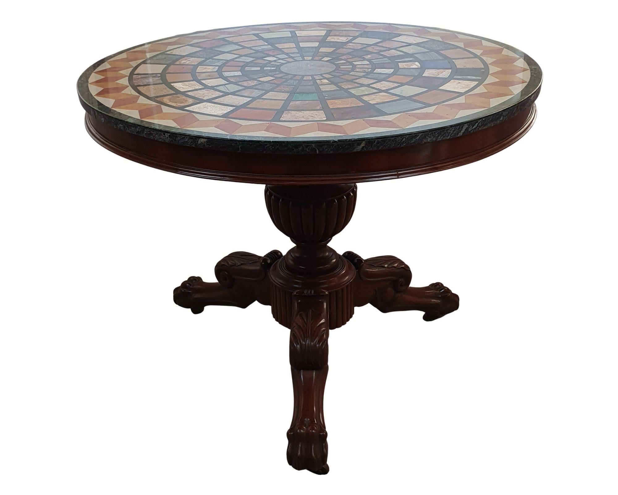 Inlay Very Fine and Rare 19th Century Specimen Marble Top Centre Table For Sale