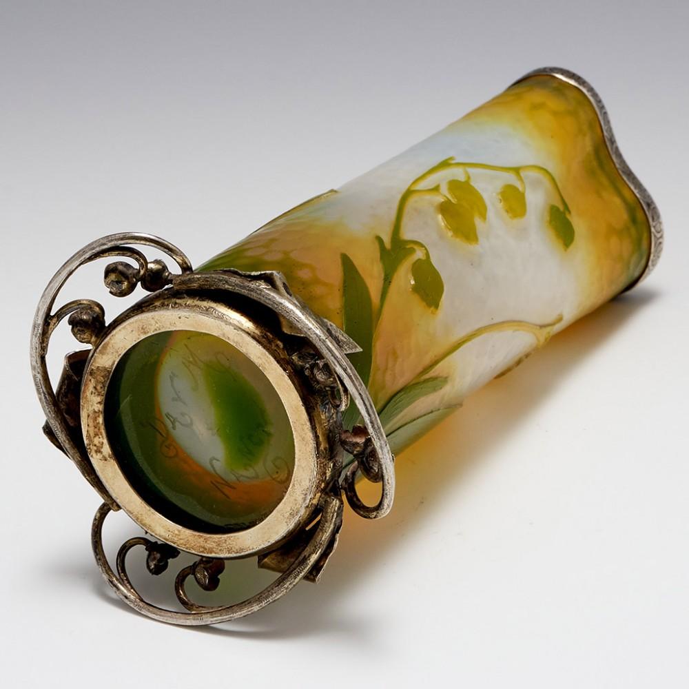 Late 19th Century Very Fine and Rare Early Daum Cameo Glass Vase with Silver Mounts, c1897