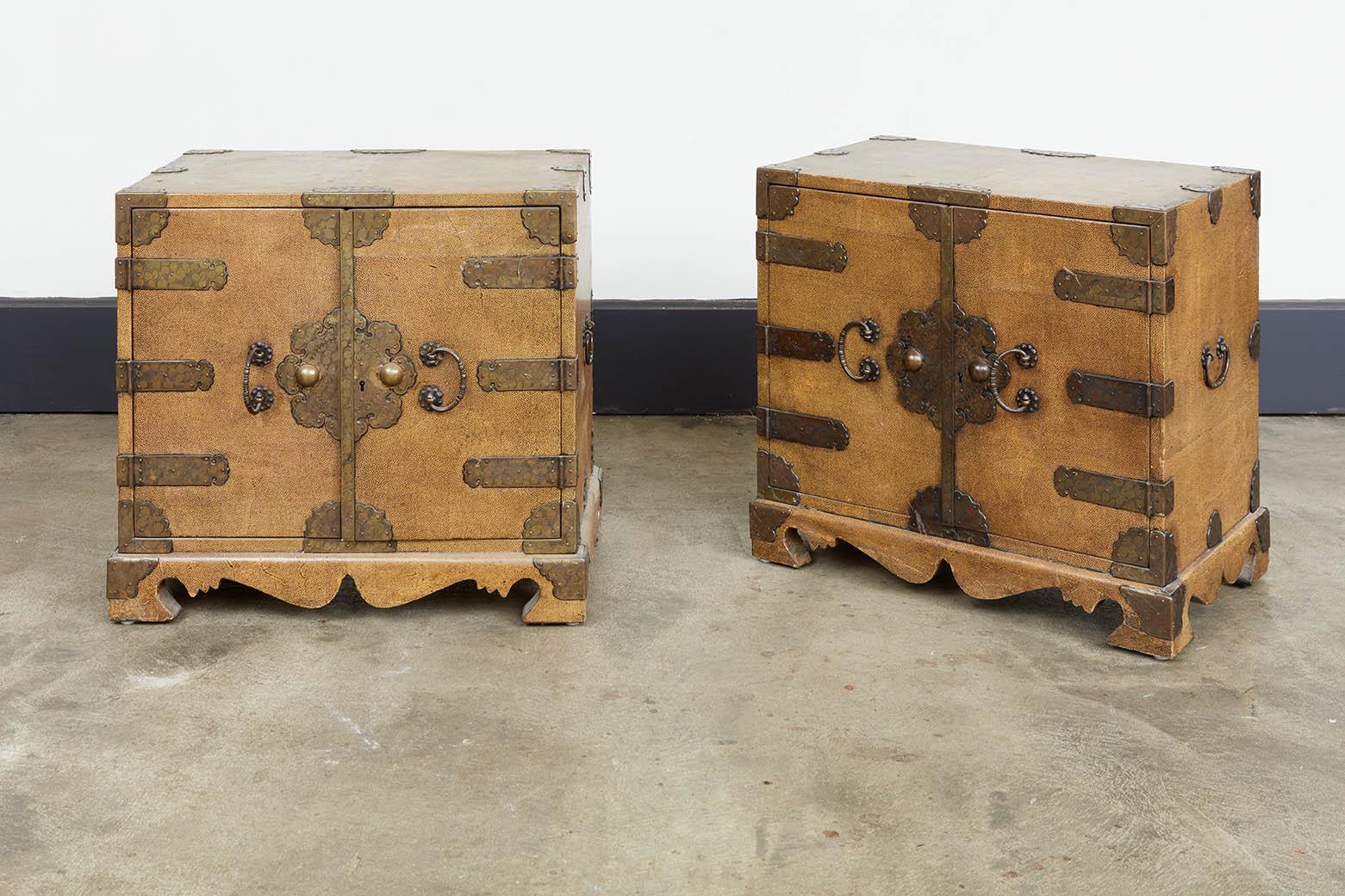 A Very Fine and Rare Pair of Chinese Shagreen Cabinets For Sale 6