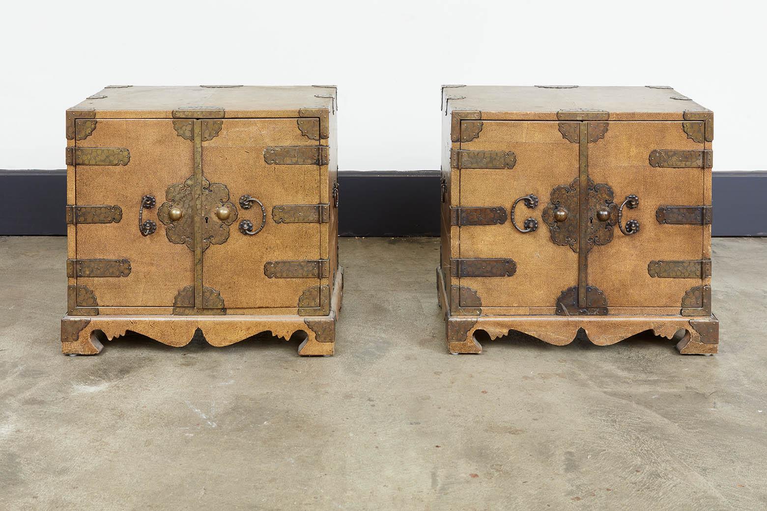 A Very Fine and Rare Pair of Chinese Shagreen Cabinets For Sale 7