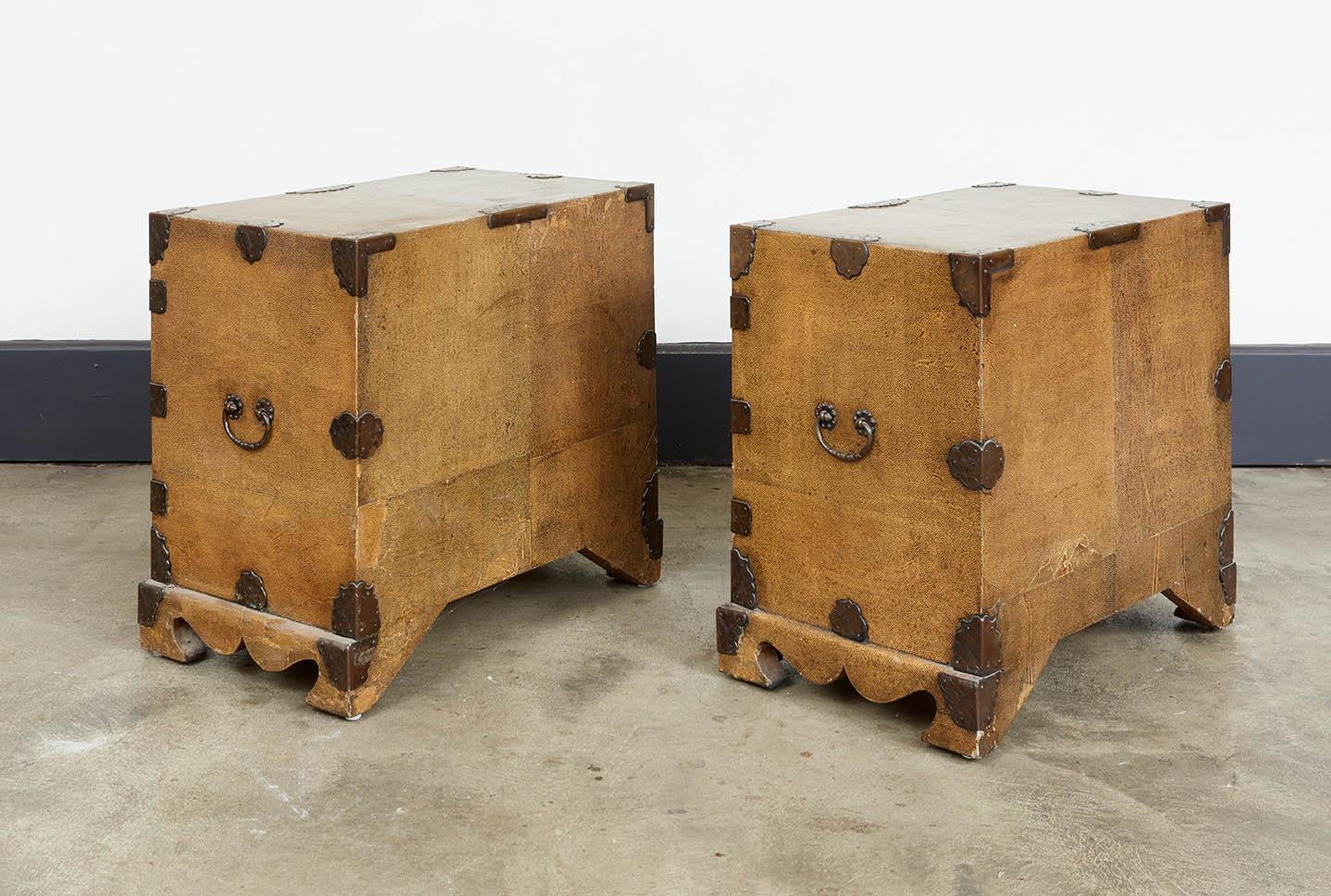 A Very Fine and Rare Pair of Chinese Shagreen Cabinets For Sale 1