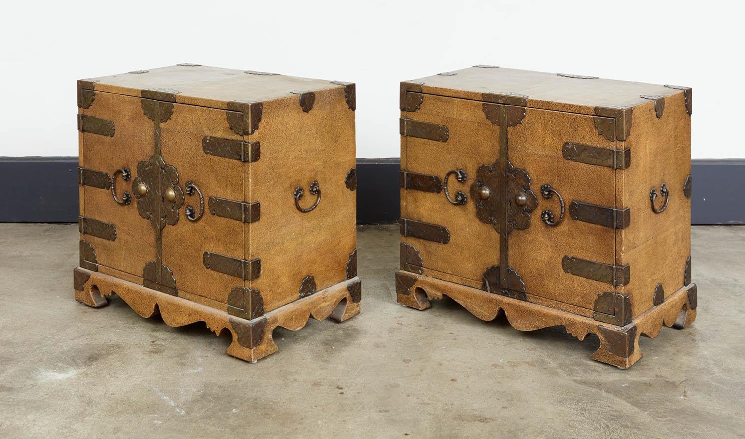 A Very Fine and Rare Pair of Chinese Shagreen Cabinets For Sale 2