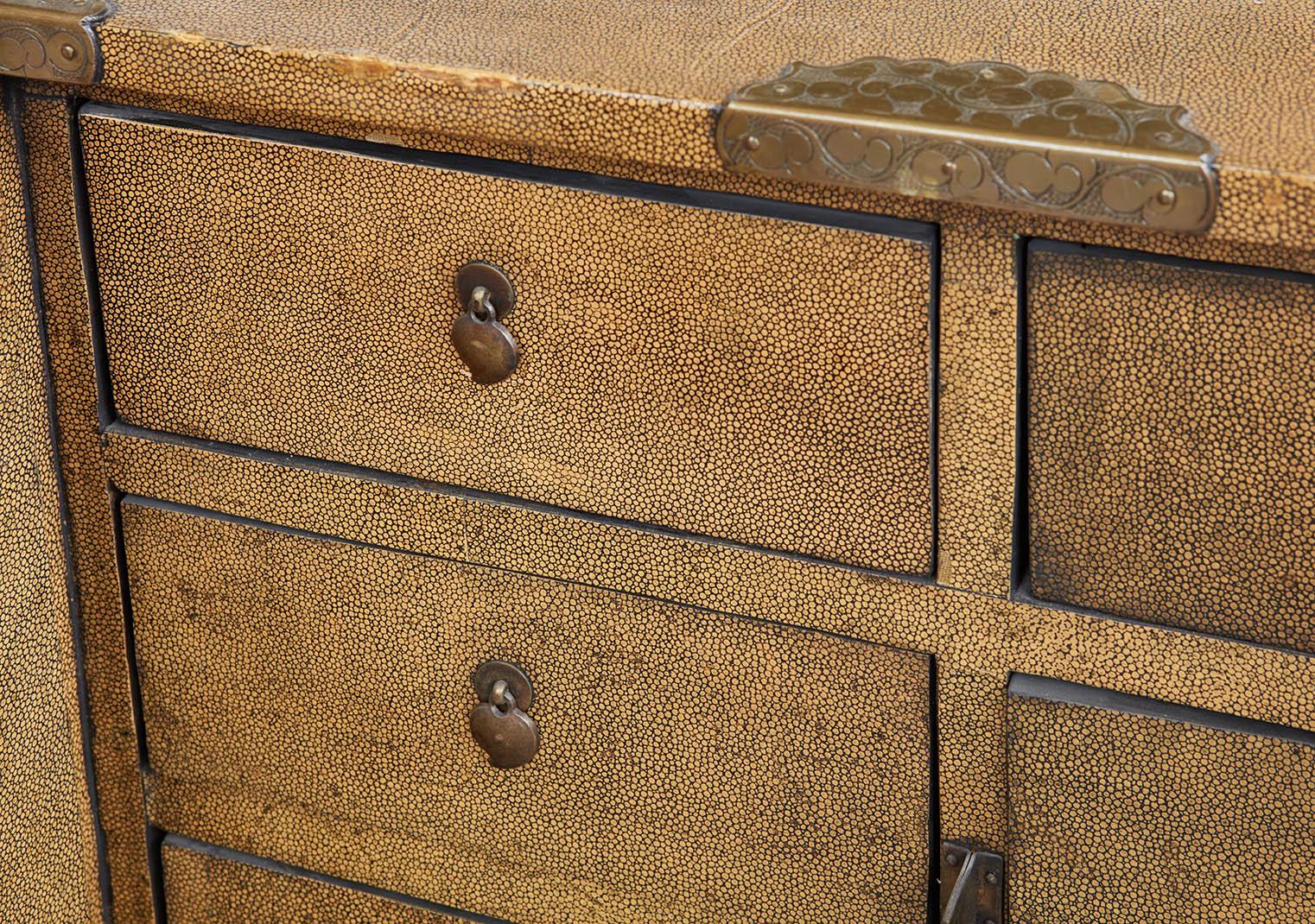 A Very Fine and Rare Pair of Chinese Shagreen Cabinets For Sale 5