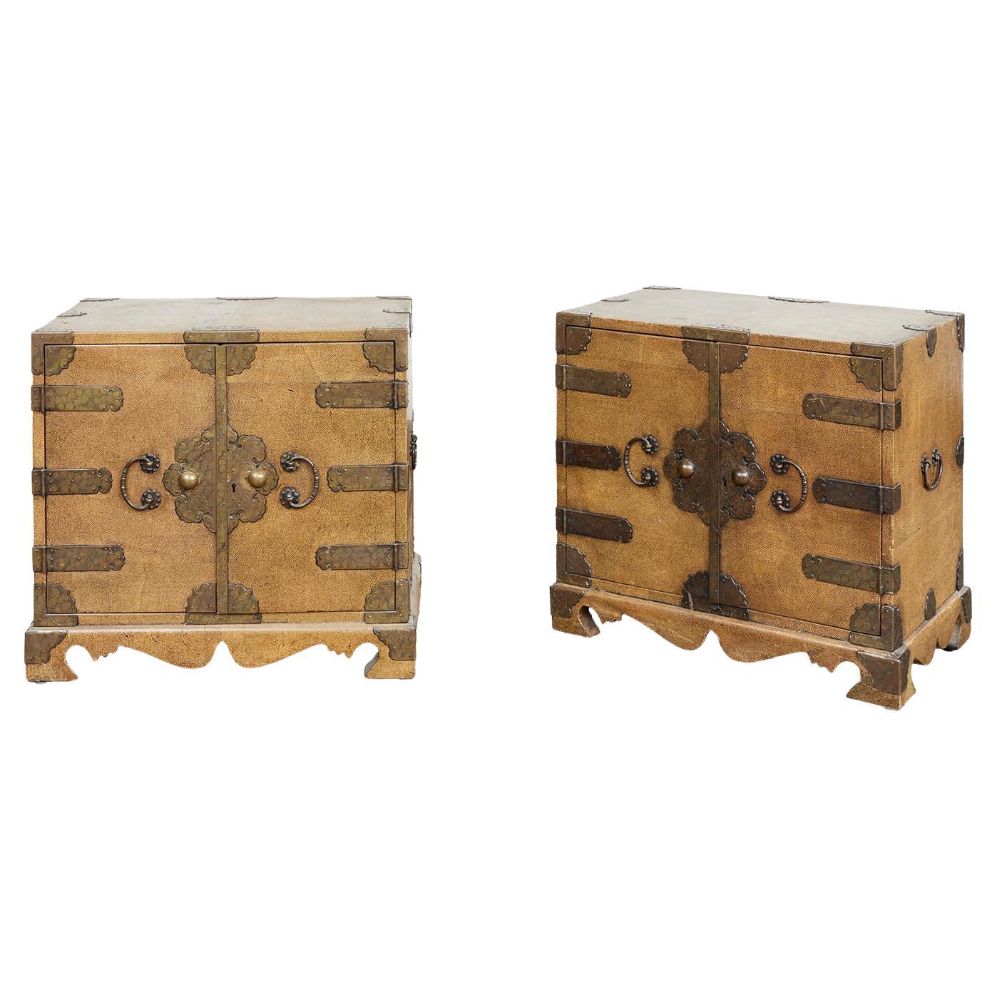 A Very Fine and Rare Pair of Chinese Shagreen Cabinets For Sale
