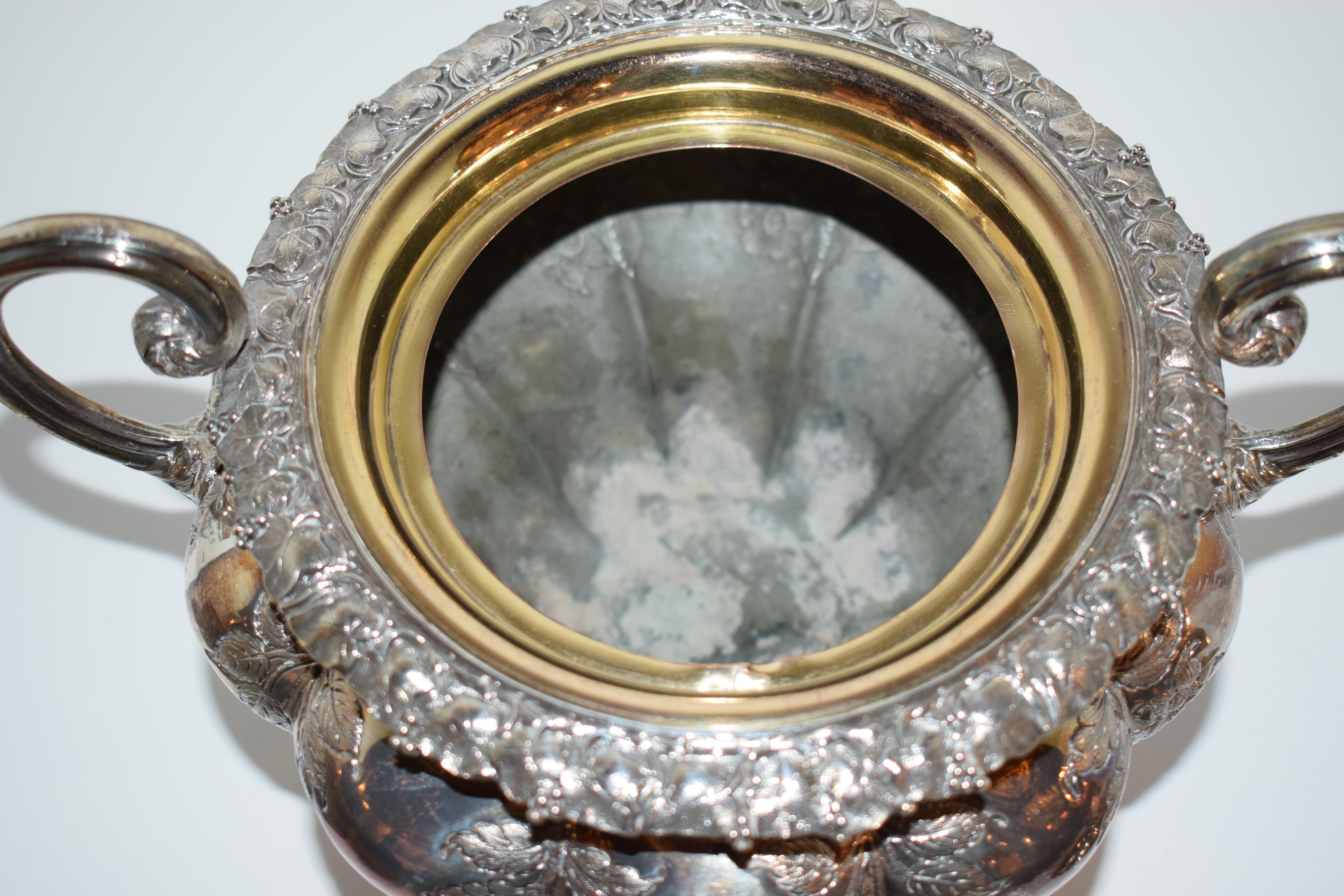 Bronze Very Fine and Rare Silverplated Caviar Serving Dish For Sale