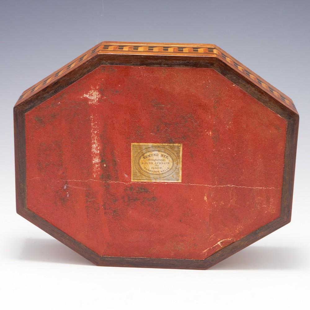 Veneer A Very Fine and Rare Tunbridge Ware Octagonal Work Box by Edmund Nye, c1850