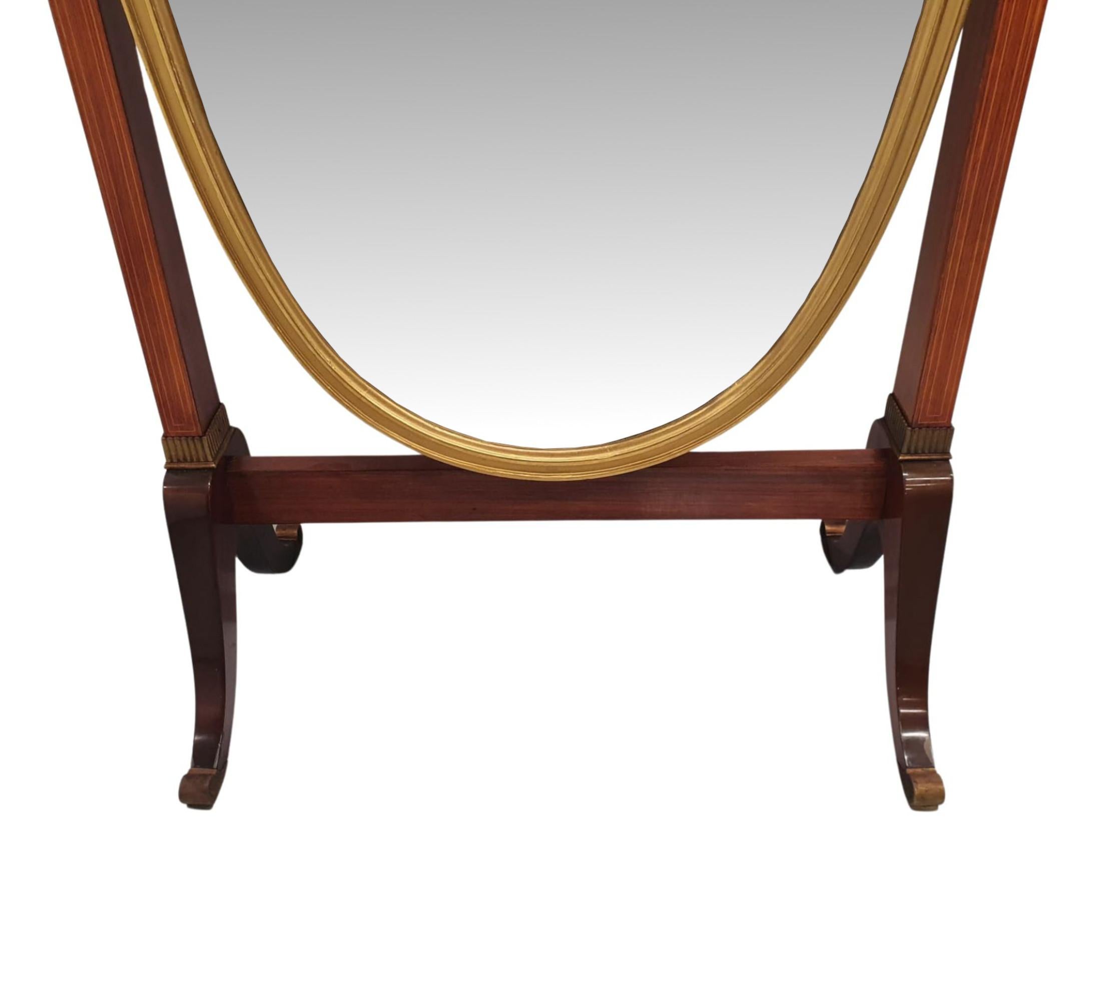 Very Fine and Unusual Edwardian Fruitwood and Giltwood Cheval Mirror In Good Condition For Sale In Dublin, IE