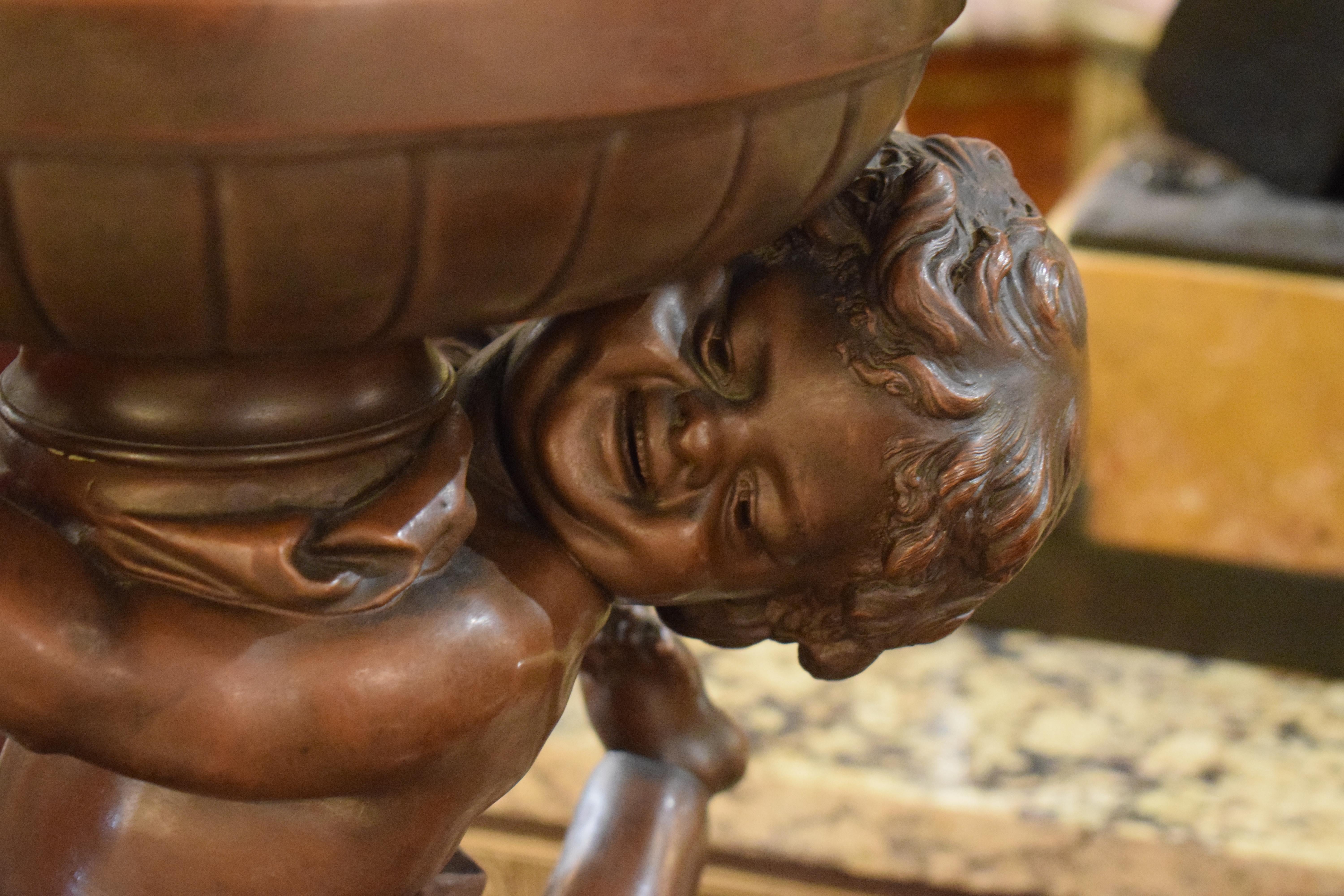 Wood Very Fine and Unusual Figural Planter Featuring a Group of Cherubs For Sale