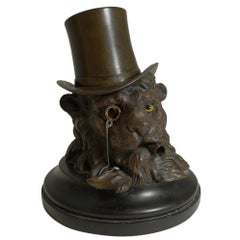 Very Fine Antique Bronze English Lion Inkwell, circa 1860