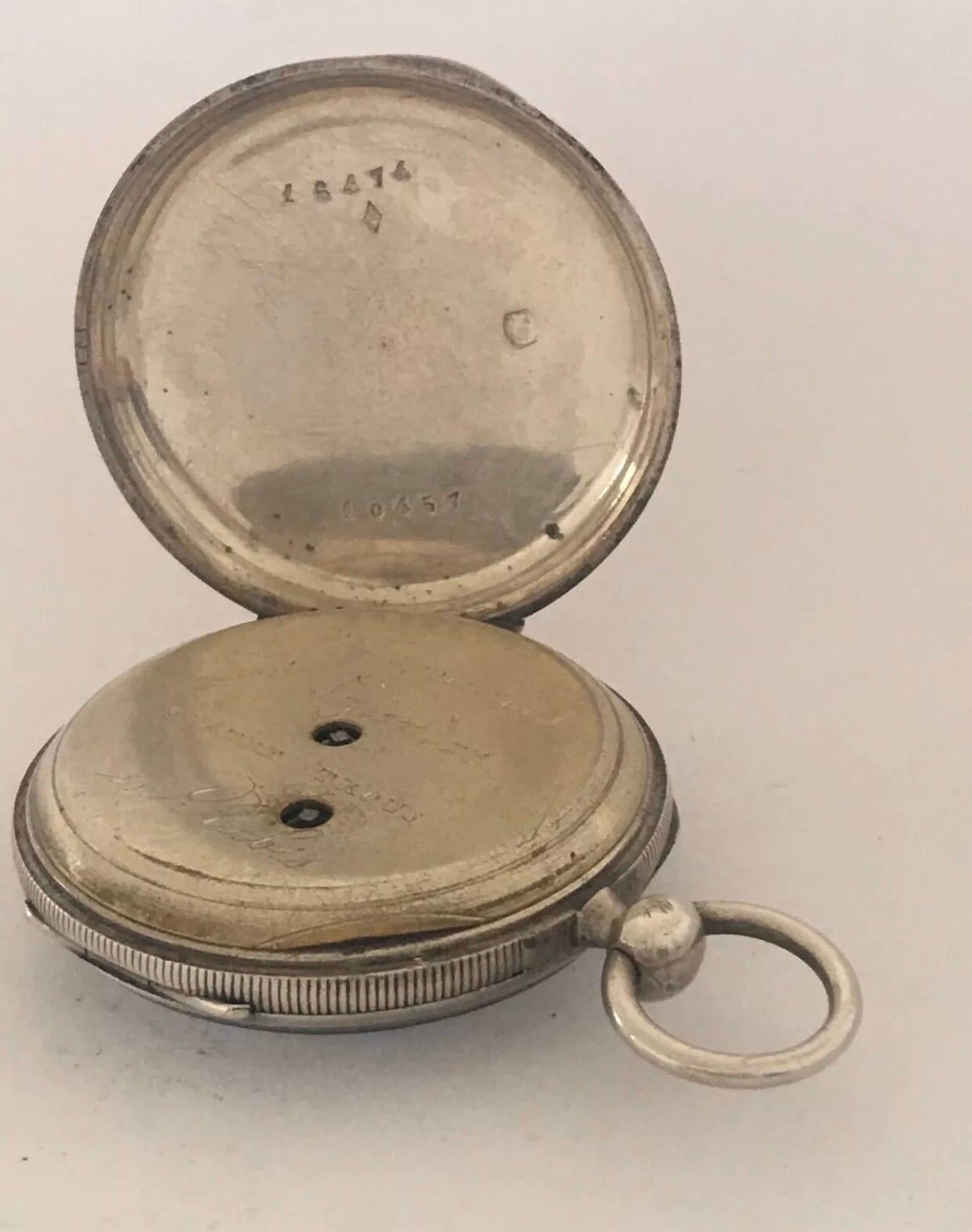 Very Fine Antique Silver Key-Wind Pocket Watch For Sale 3