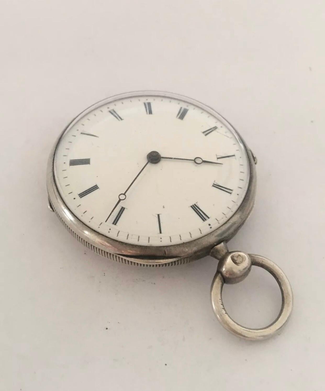 Very Fine Antique Silver Key-Wind Pocket Watch For Sale 4