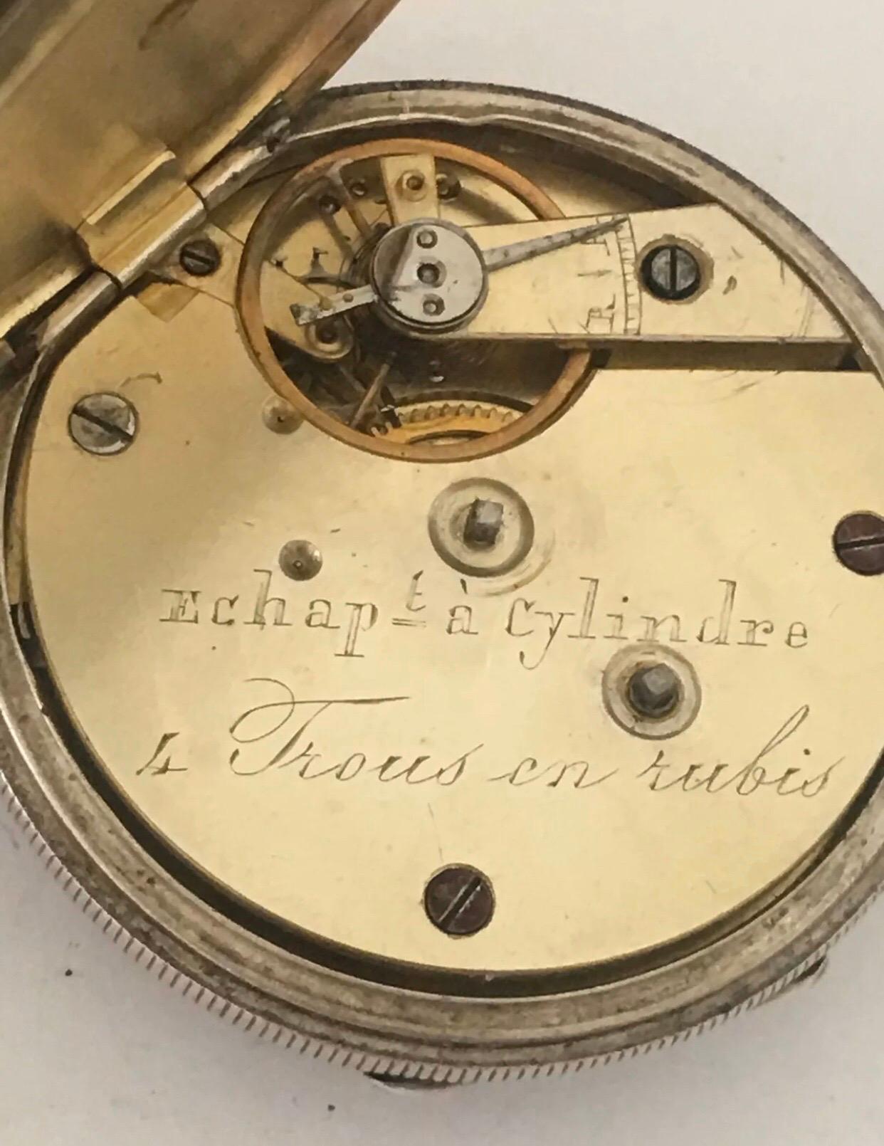 Women's or Men's Very Fine Antique Silver Key-Wind Pocket Watch For Sale