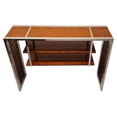 A Very Fine Art Deco Design Chrome and Walnut Console Table