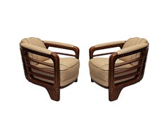 A Very Fine Art Deco Design Leather and Walnut Armchair