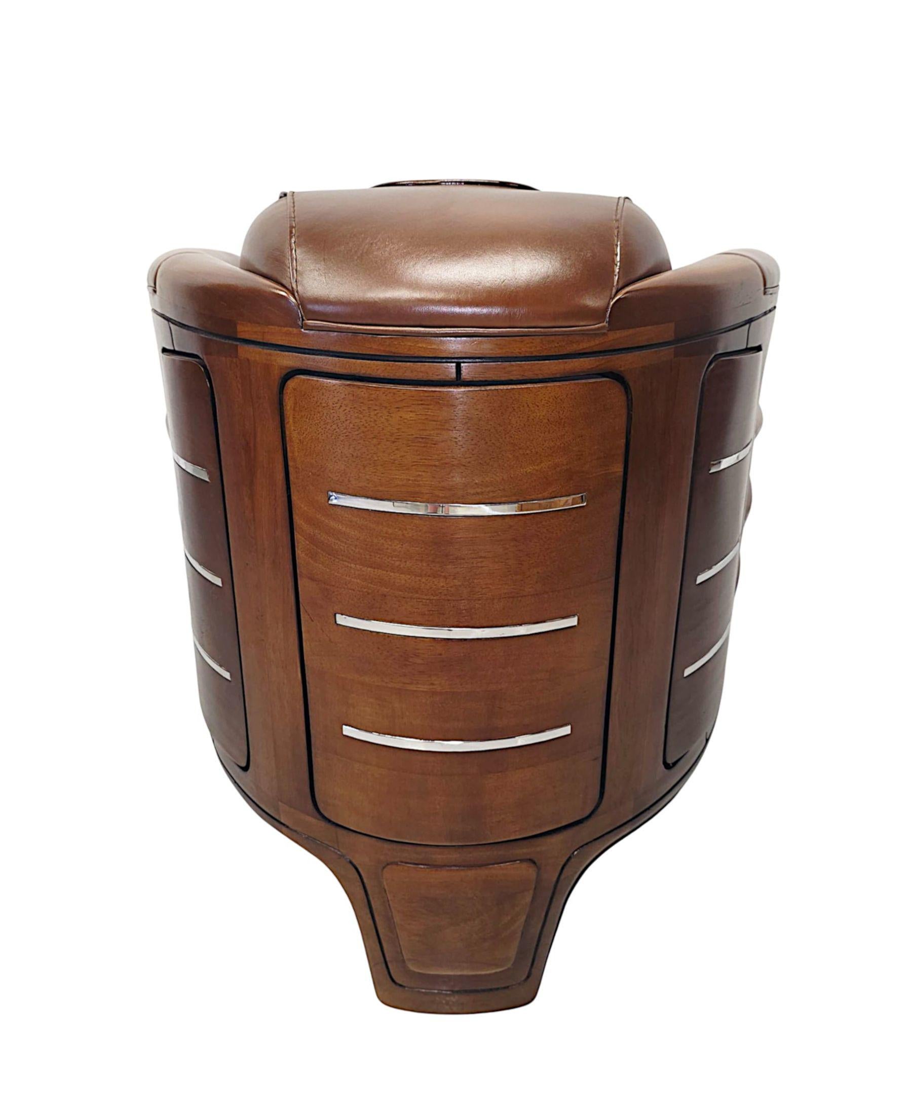 A Very Fine Art Deco Design Walnut and Leather Club Armchair For Sale 2