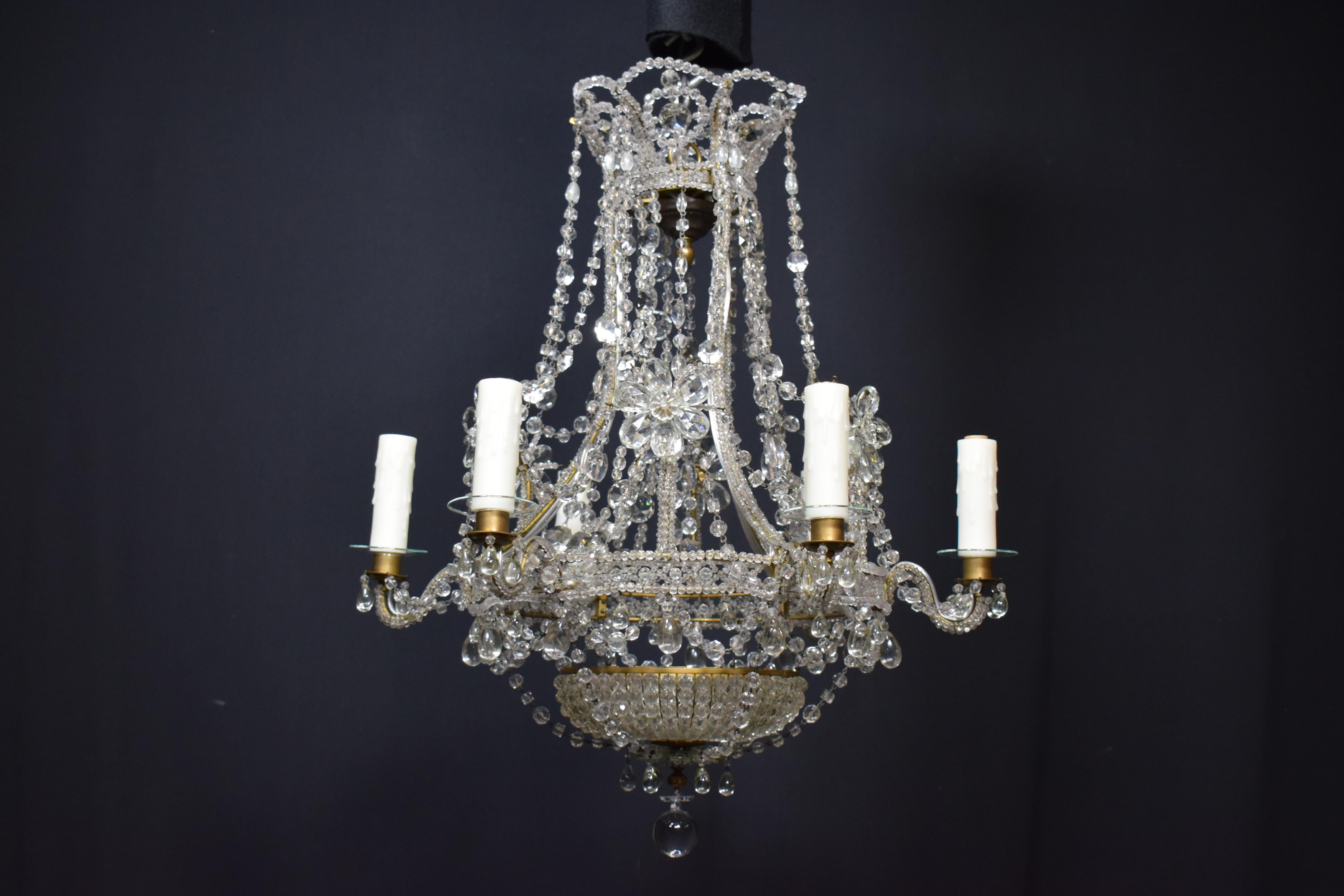 Swedish Very Fine Baltic Crystal Chandelier For Sale