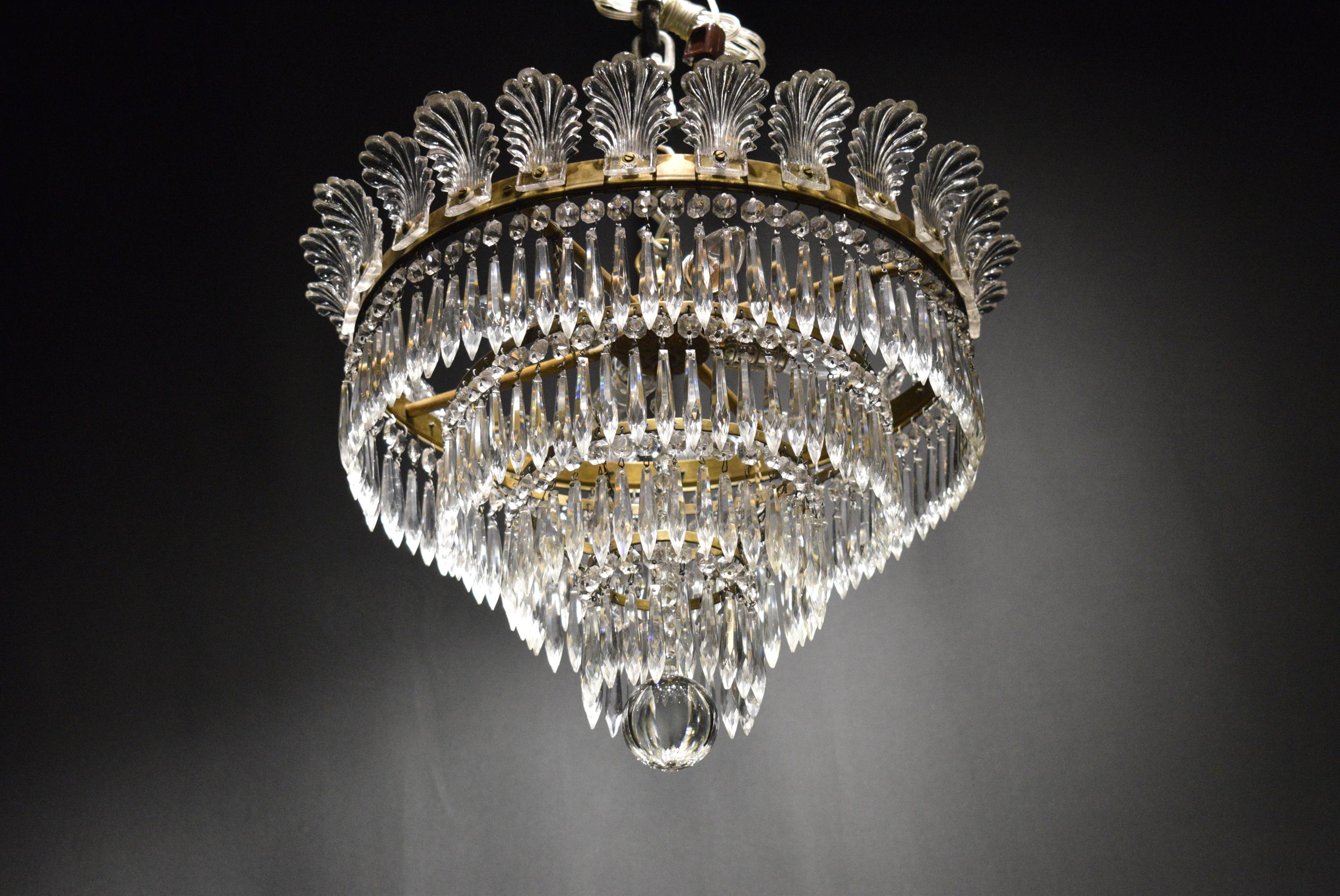Very Fine Bronze and Crystal Pendant by Baccarat 2