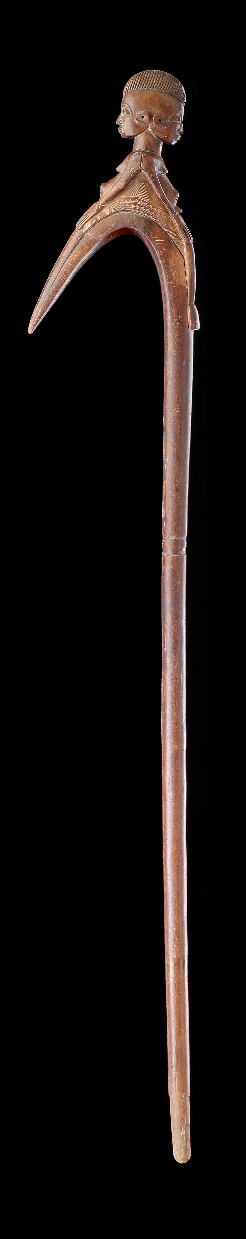 A Very Fine Carved Staff by Sikiré Kambiré (1896 - 1963) 
Fine colour and patina 
Wood 
Lobi, Burkina Faso 
Early 20th Century 

Size: 104cm high - 40¾ ins high 

Provenance:
Ex Private French collection 
Ex Lucas Ratton, Paris, France 
Ex Private