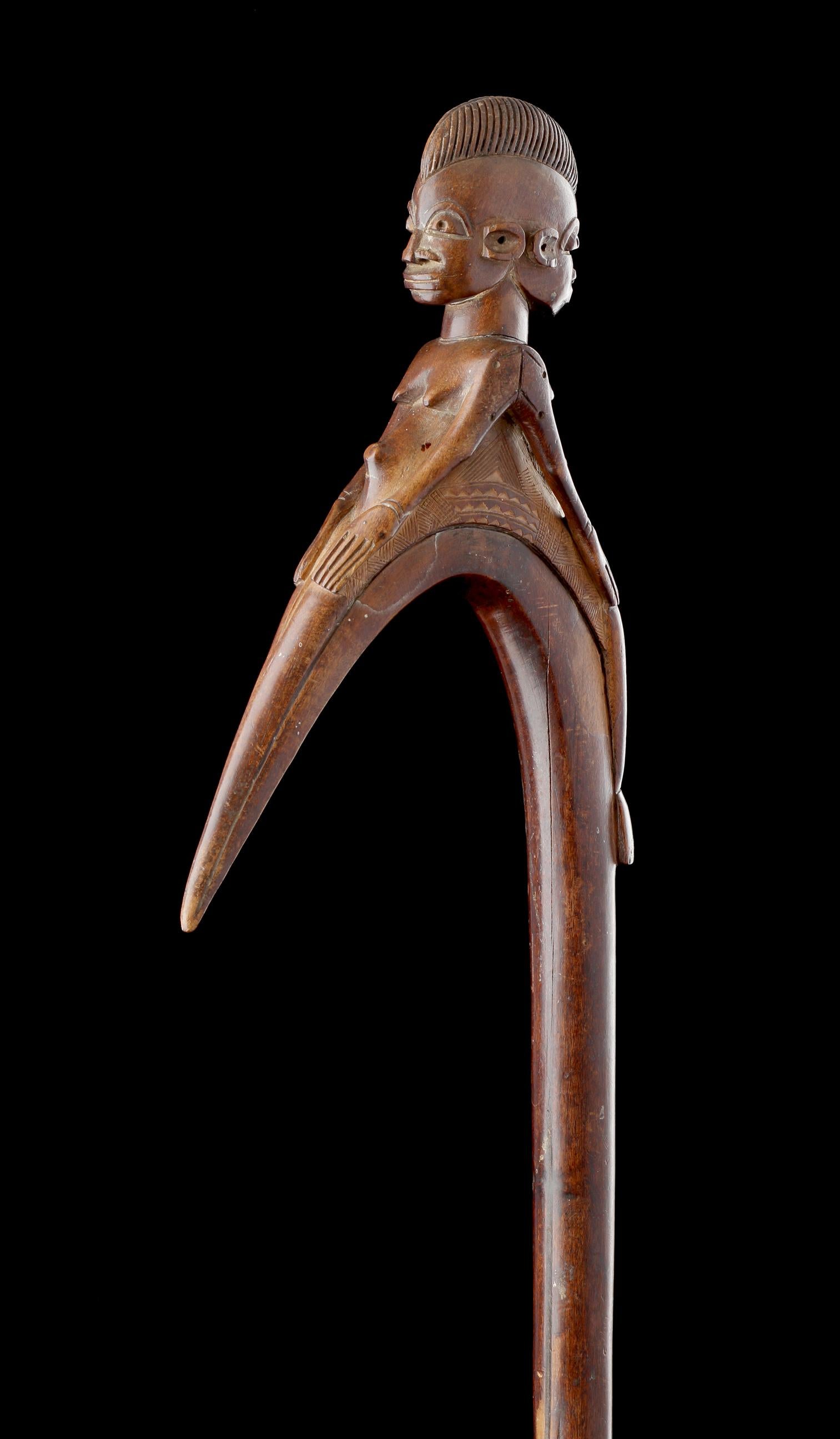 20th Century A Very Fine Carved Staff by Sikiré Kambiré (1896 - 1963) For Sale