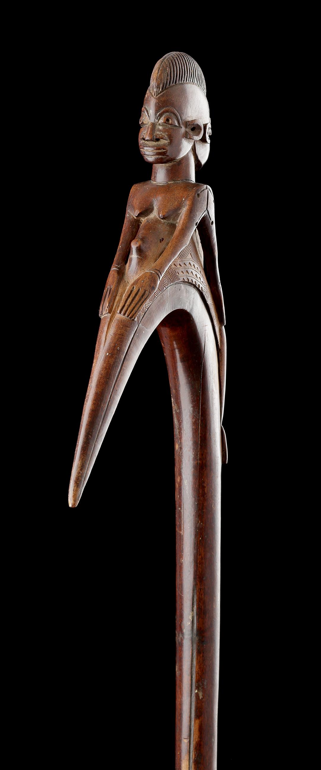 Wood A Very Fine Carved Staff by Sikiré Kambiré (1896 - 1963) For Sale
