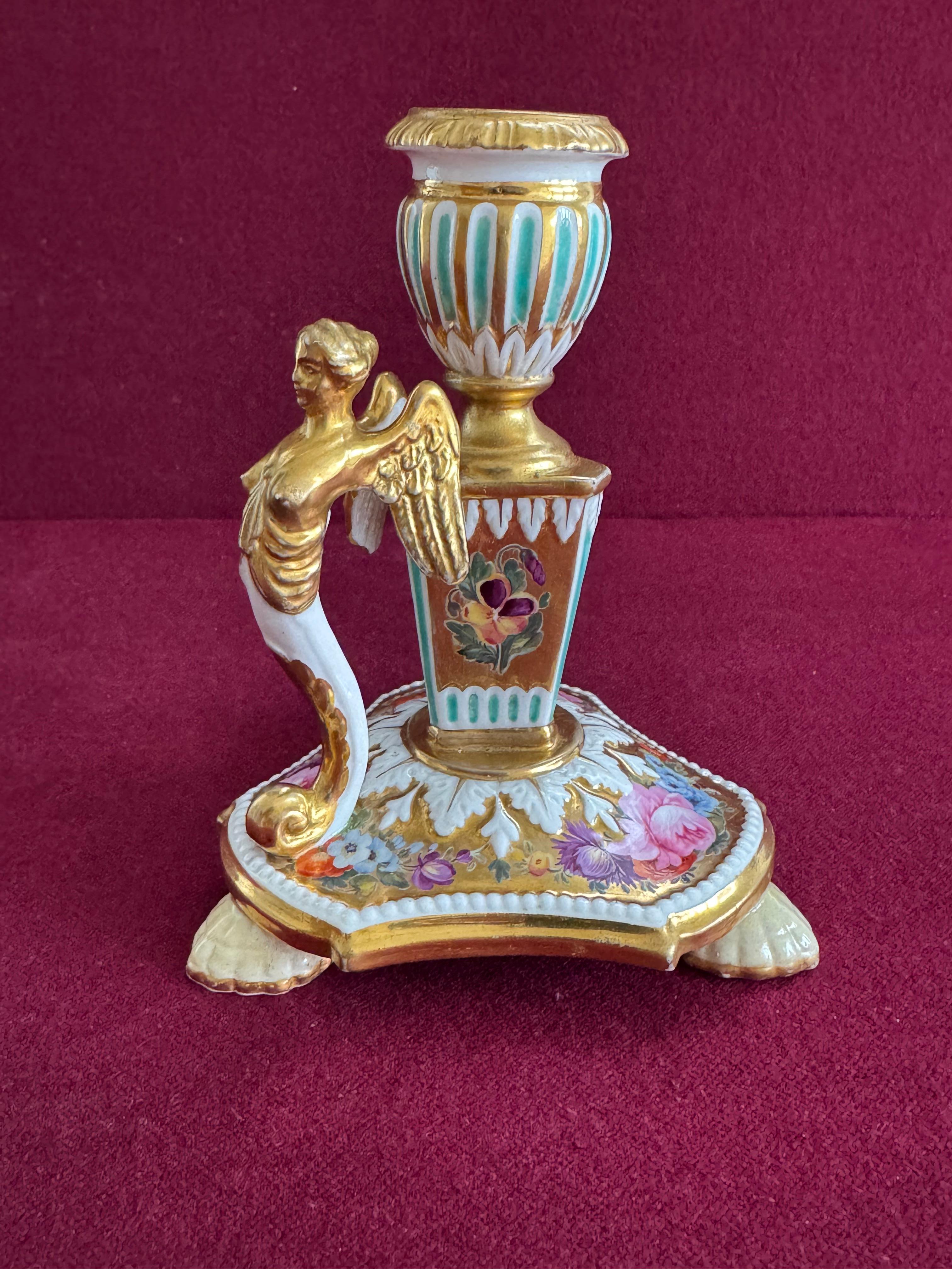 A very fine Coalport Porcelain Library Candlestick c.1815 - 1820 In Good Condition In Exeter, GB