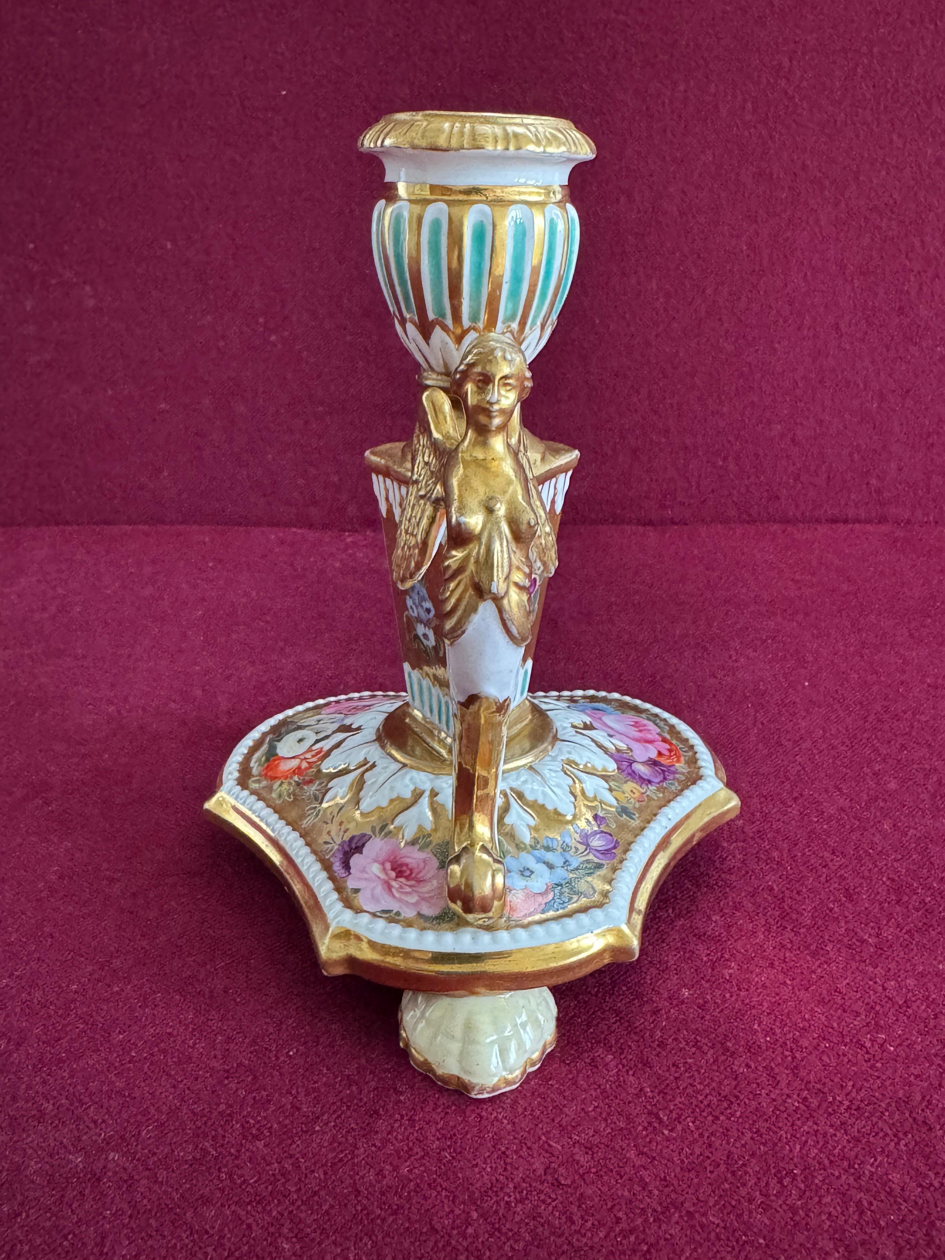 19th Century A very fine Coalport Porcelain Library Candlestick c.1815 - 1820
