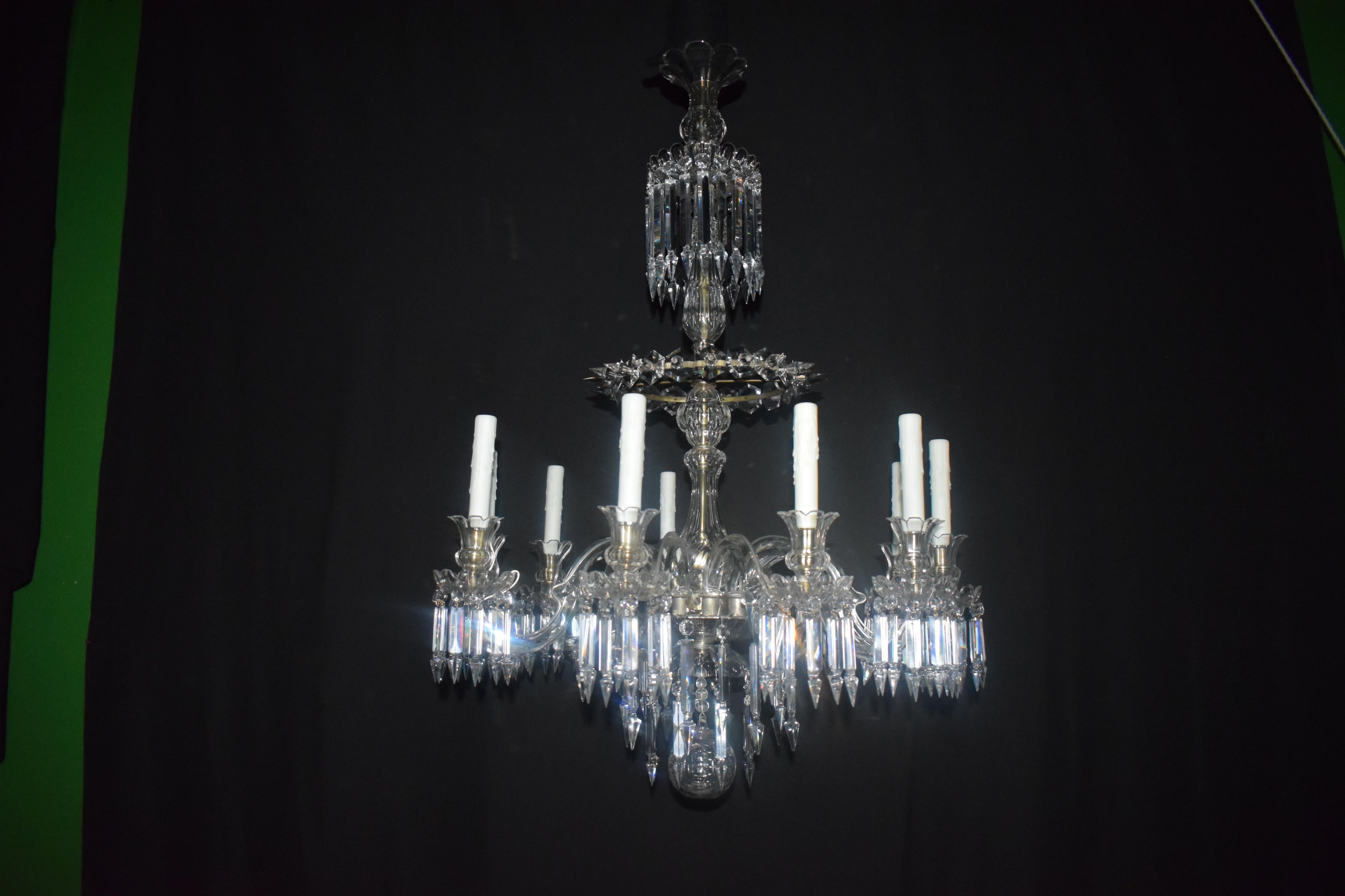 A Very Fine Crystal 10 Light Chandelier by Baccarat For Sale 8