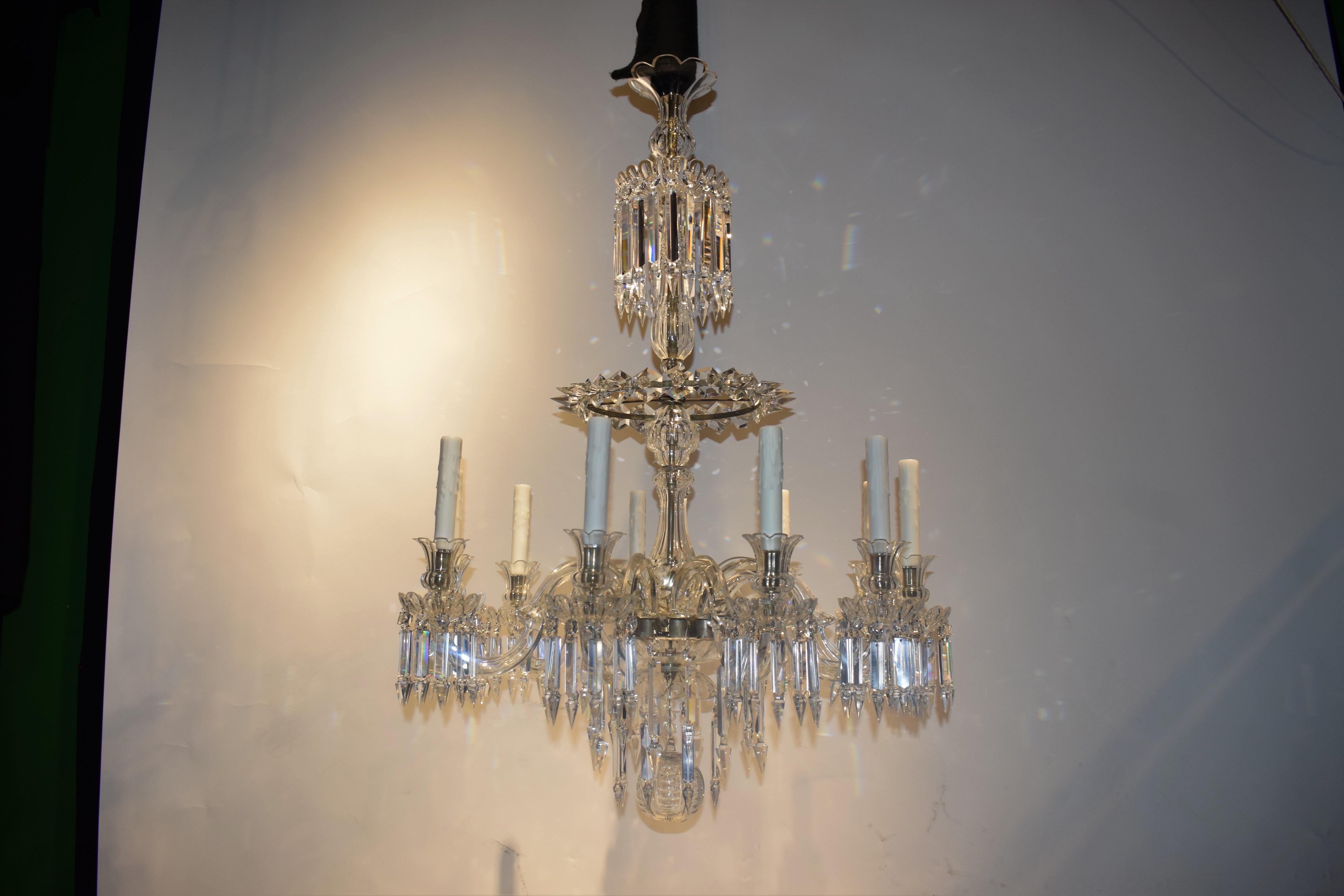 A Very Fine Crystal 10 Light Chandelier by Baccarat For Sale 10