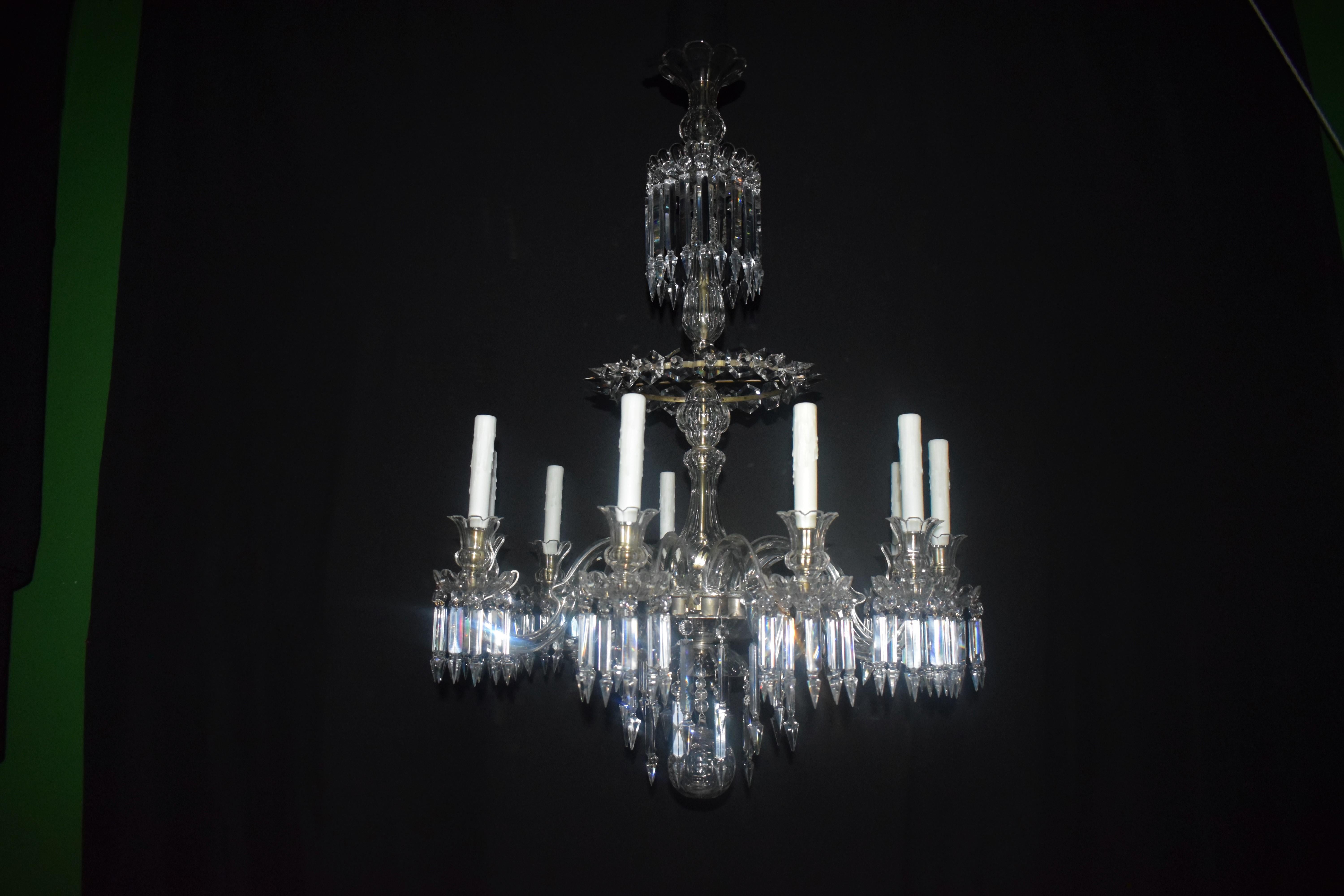 A Very Fine Crystal 10 Light Chandelier by Baccarat For Sale 11