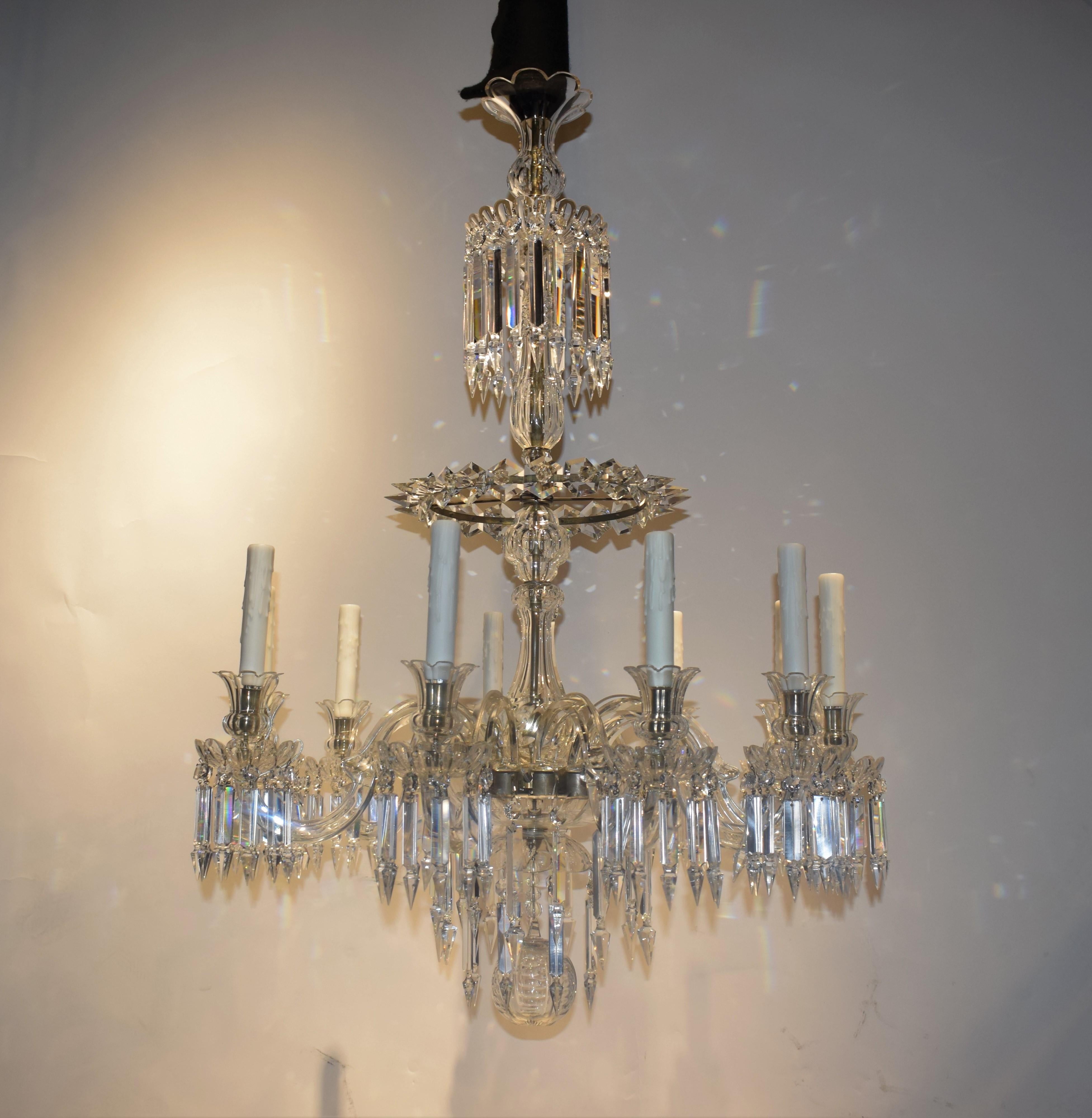 A Very Fine Crystal 10 Light Chandelier by Baccarat For Sale 13