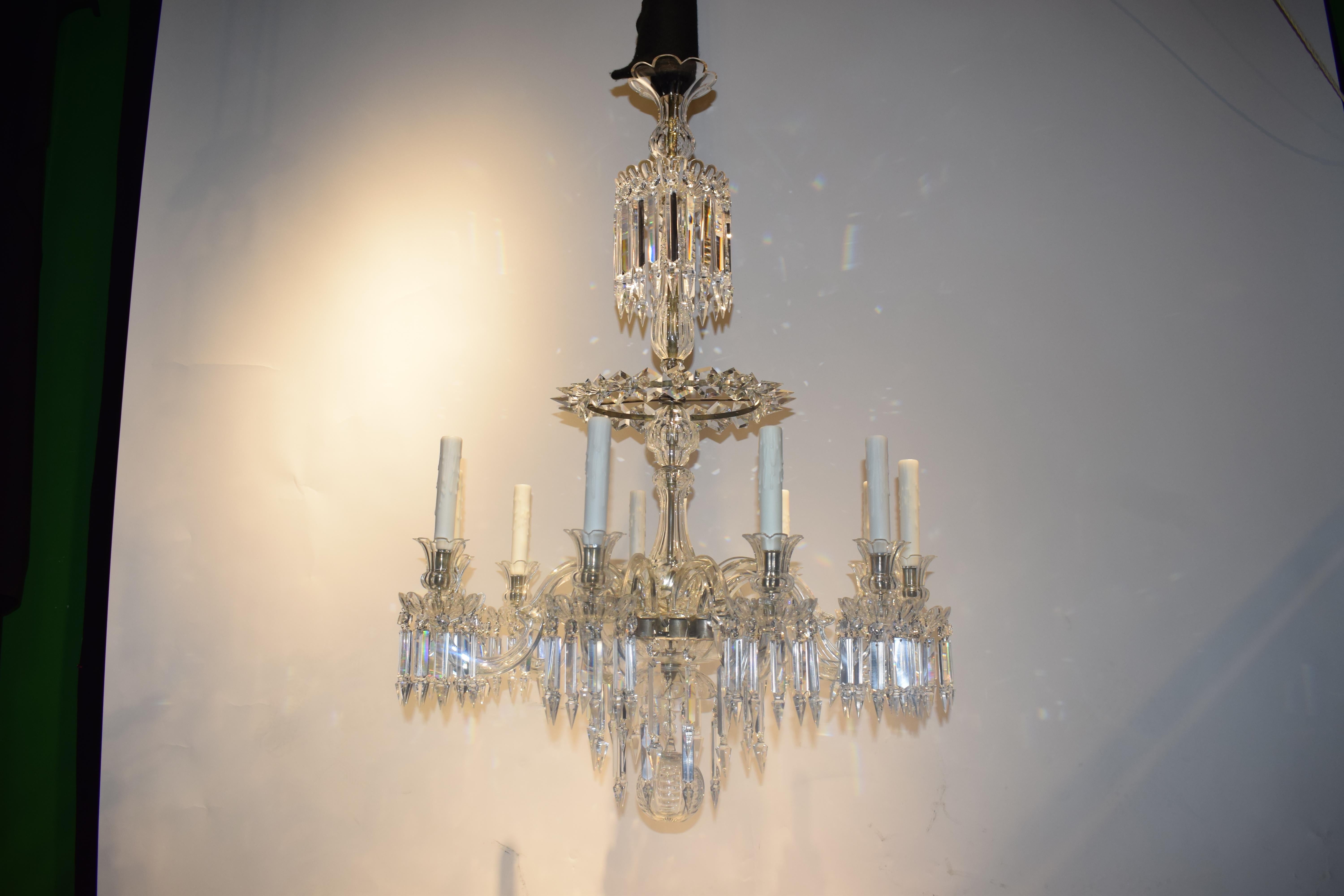 A Very Fine Crystal 10 Light Chandelier by Baccarat For Sale 14