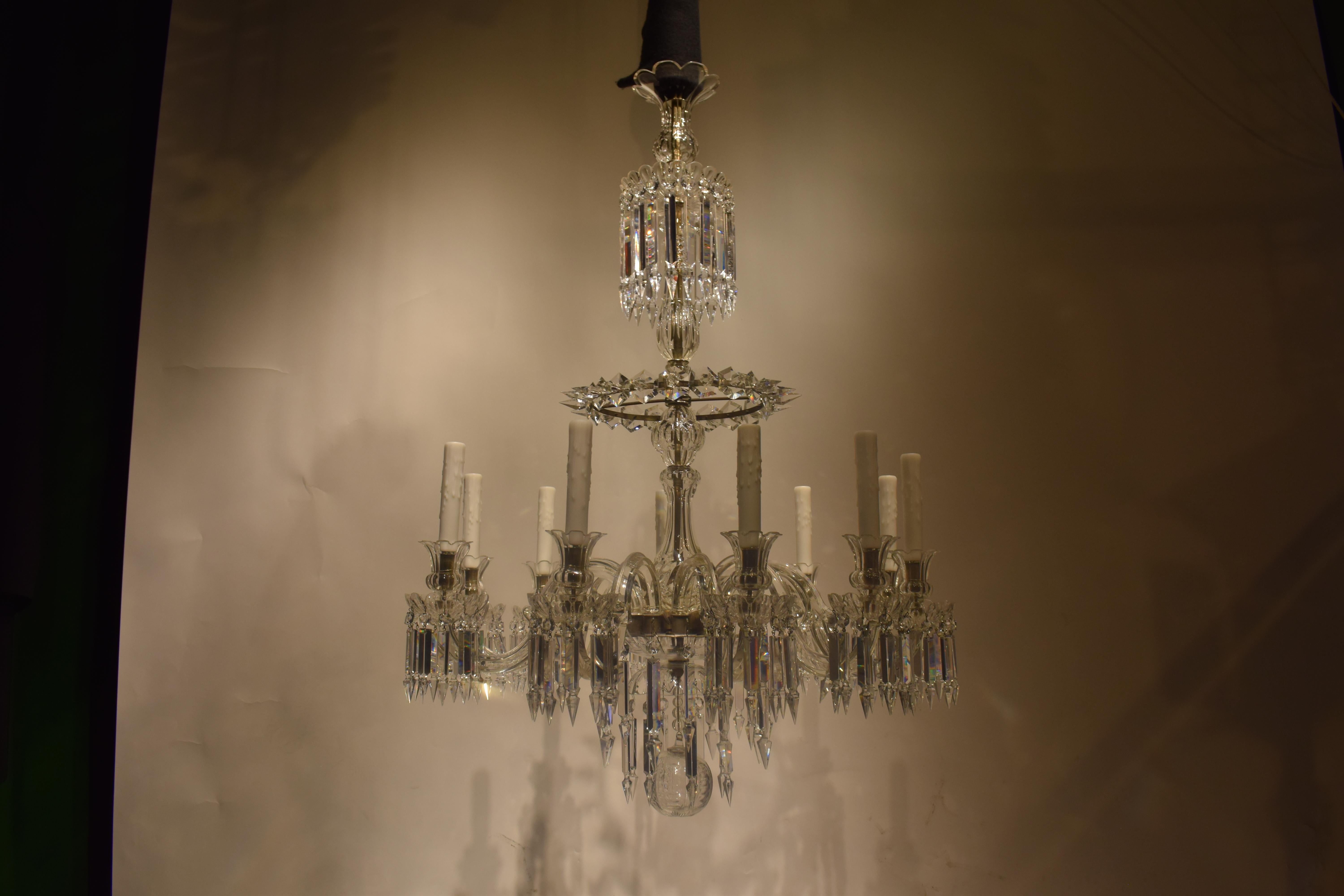 A Very Fine Crystal 10 Light Chandelier by Baccarat For Sale 3