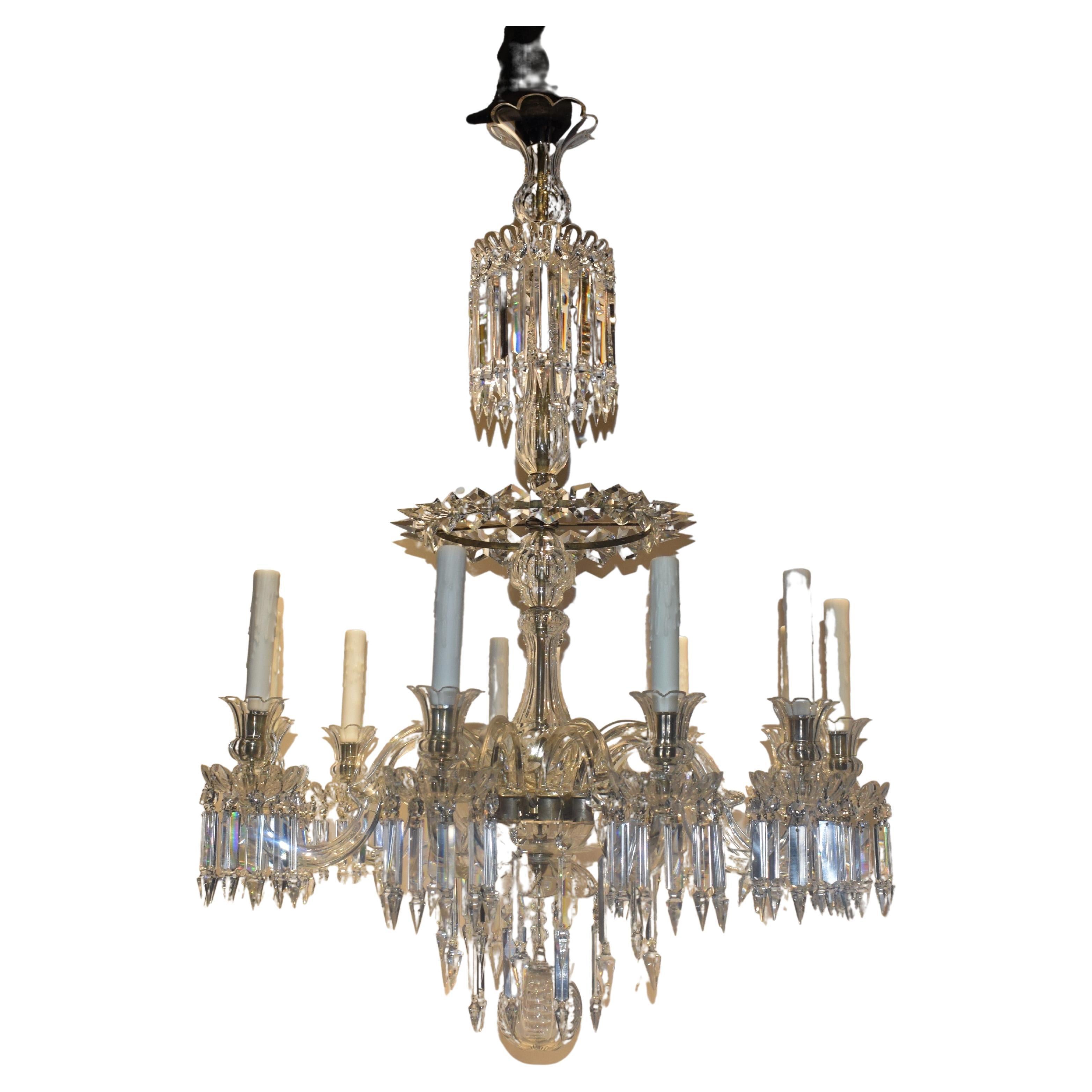 A Very Fine Crystal 10 Light Chandelier by Baccarat For Sale