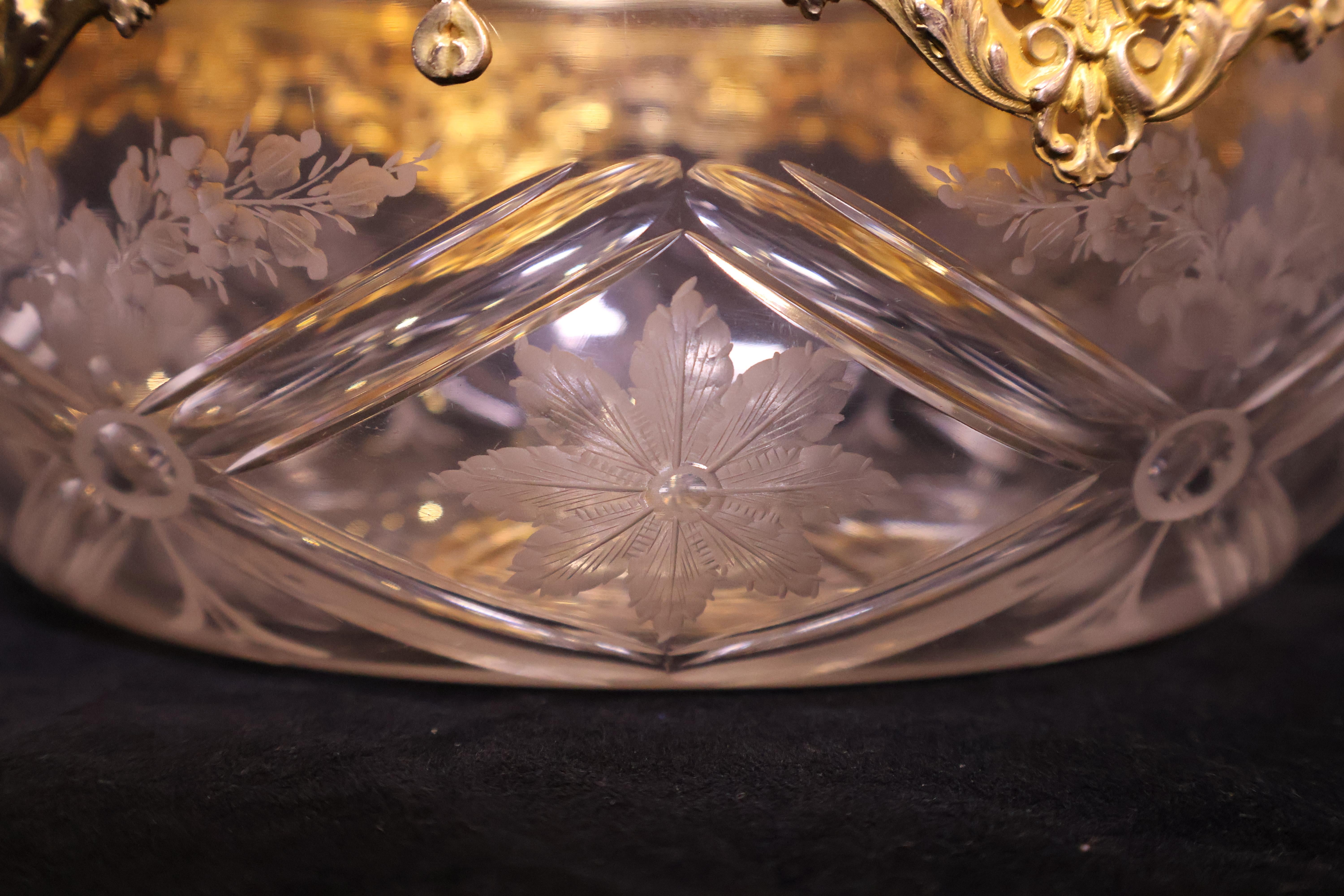  A Very Fine Crystal Centerpiece, cut and wheel engraved.  For Sale 10