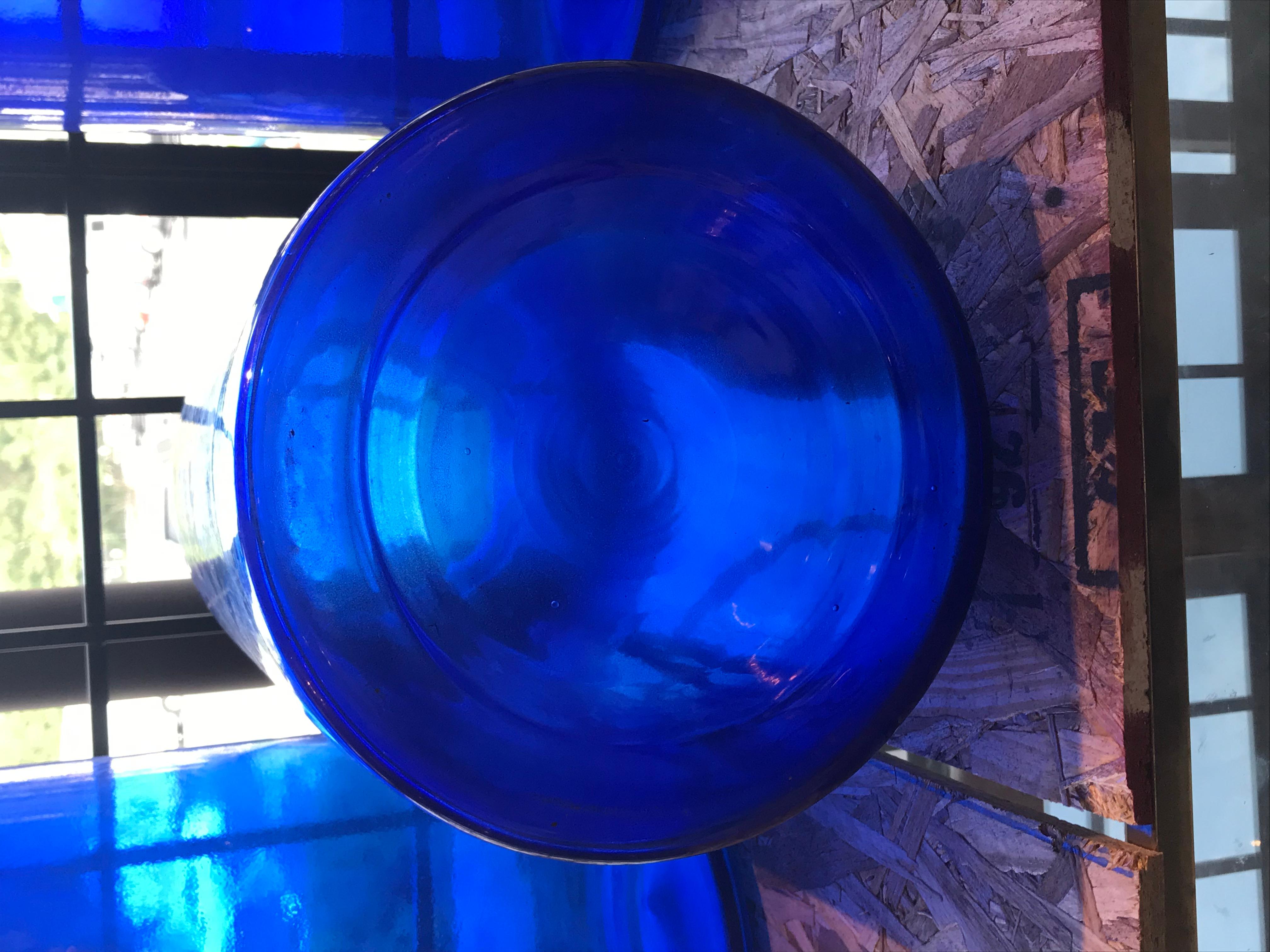 French Very Fine & Decorative Blue Glass Jar