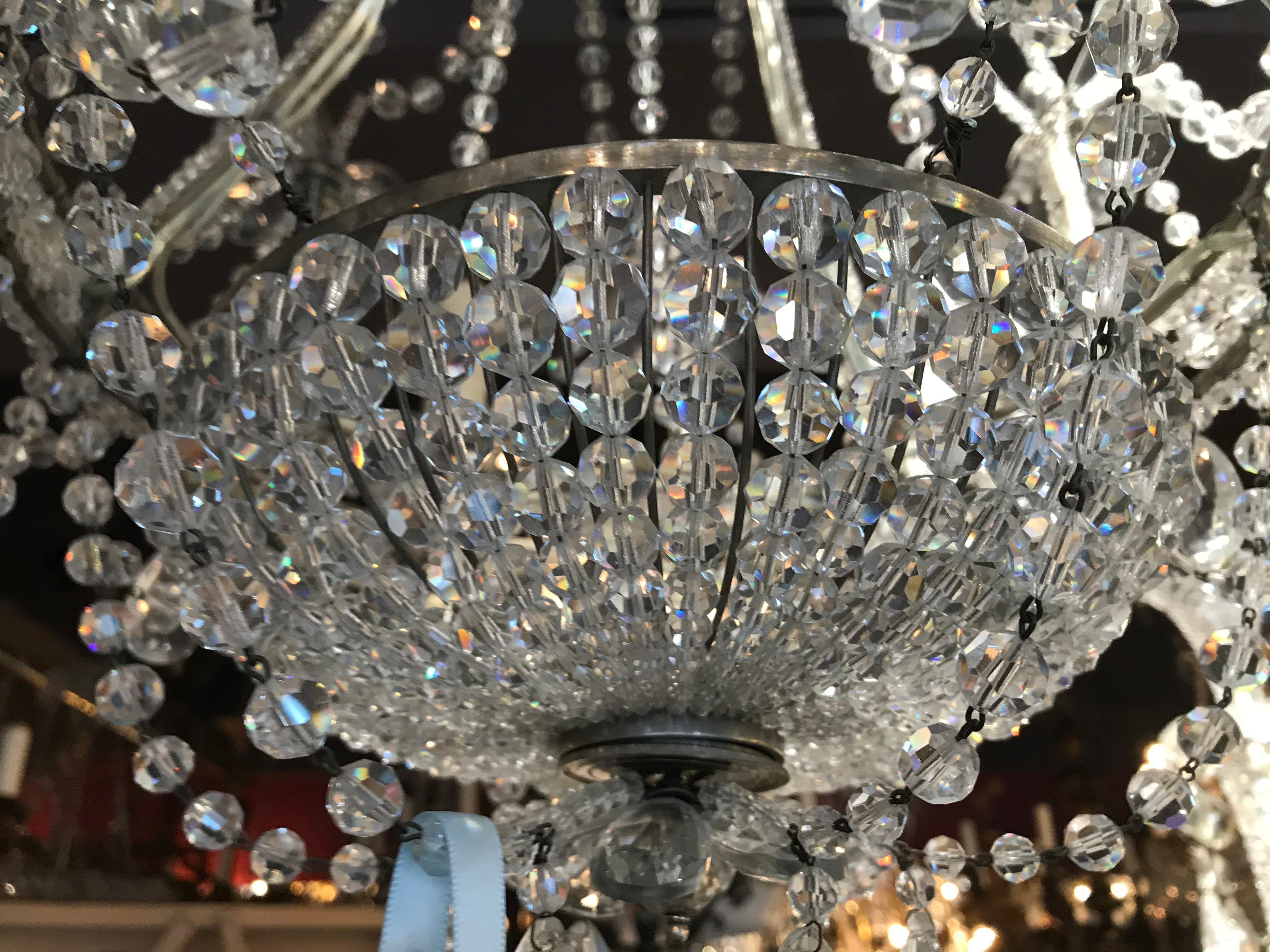 Baltic Very Fine and Decorative Silver over Bronze and Crystal Chandelier For Sale