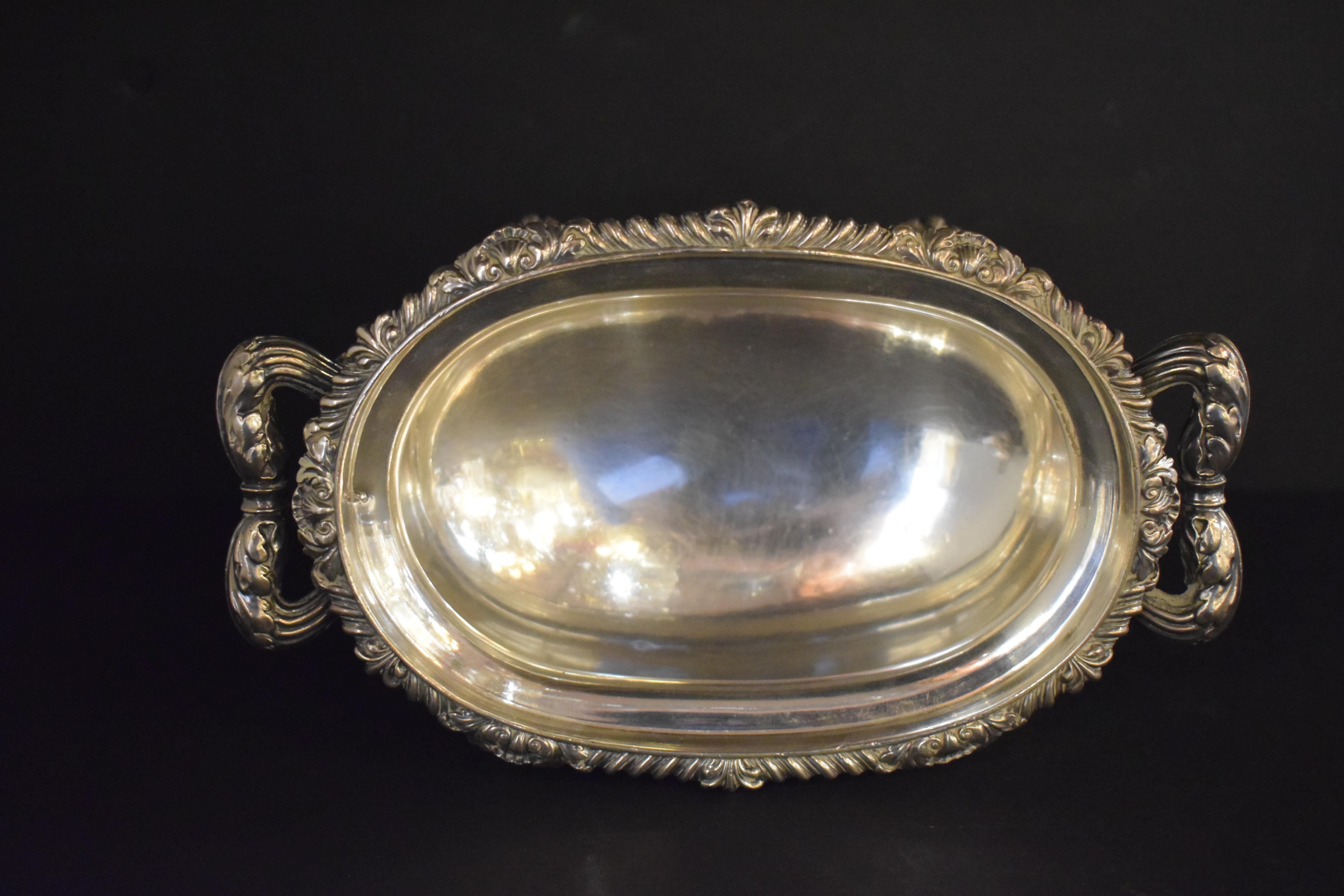 Very Fine & Decorative Silver Plate Covered Sauce Dish For Sale 1