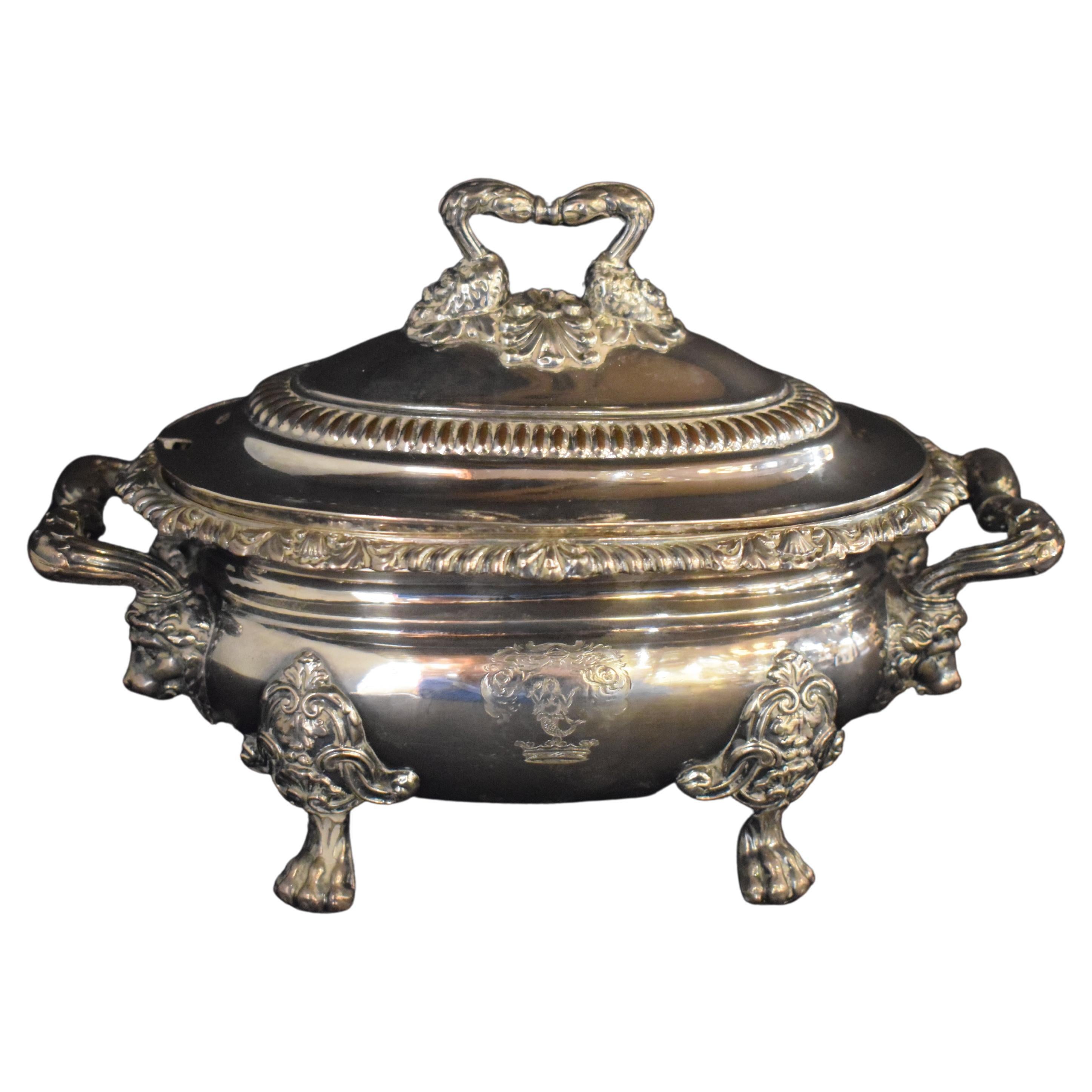 Very Fine & Decorative Silver Plate Covered Sauce Dish For Sale