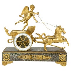 Very Fine Directoire Style French Gilt Bronze and Marble Mantel Clock 