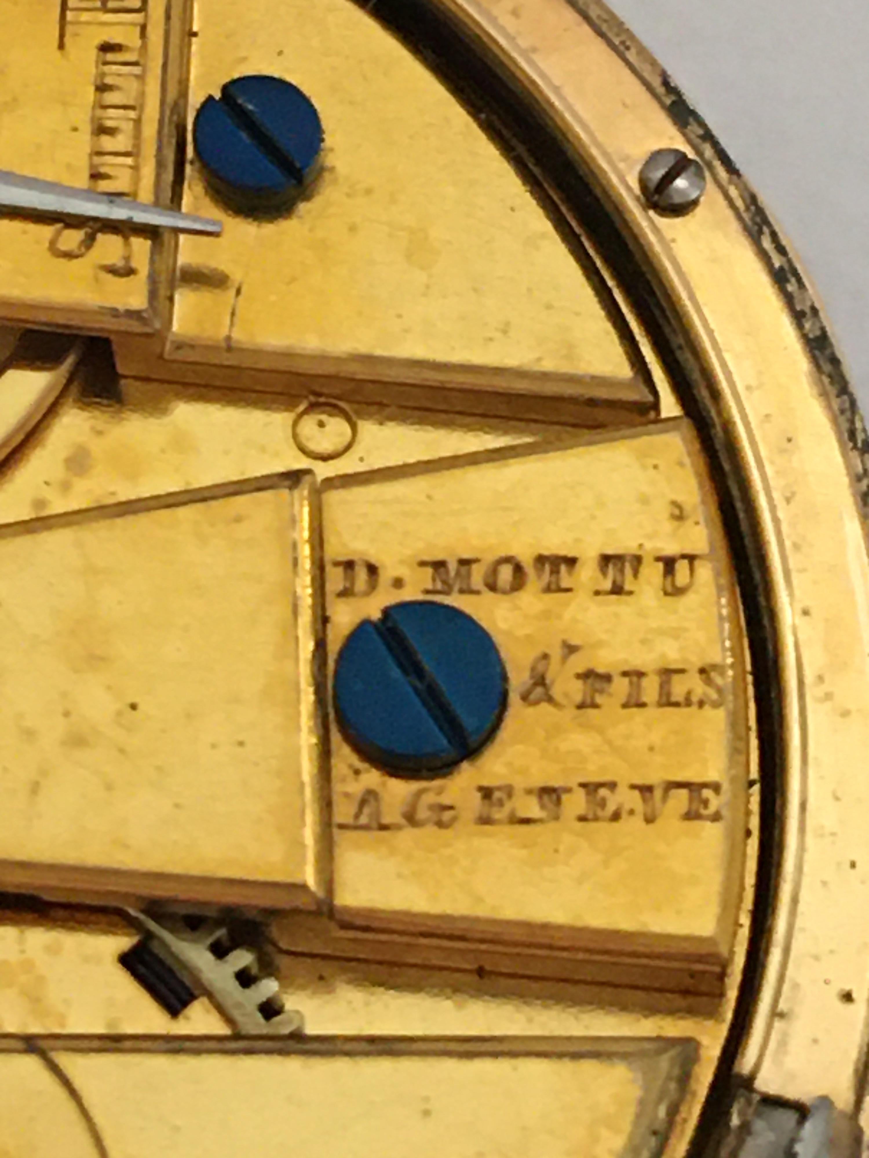 Very Fine Early 18K Gold Key-Wind D. Mottu & Fils A Geneve Small Pocket Watch 1