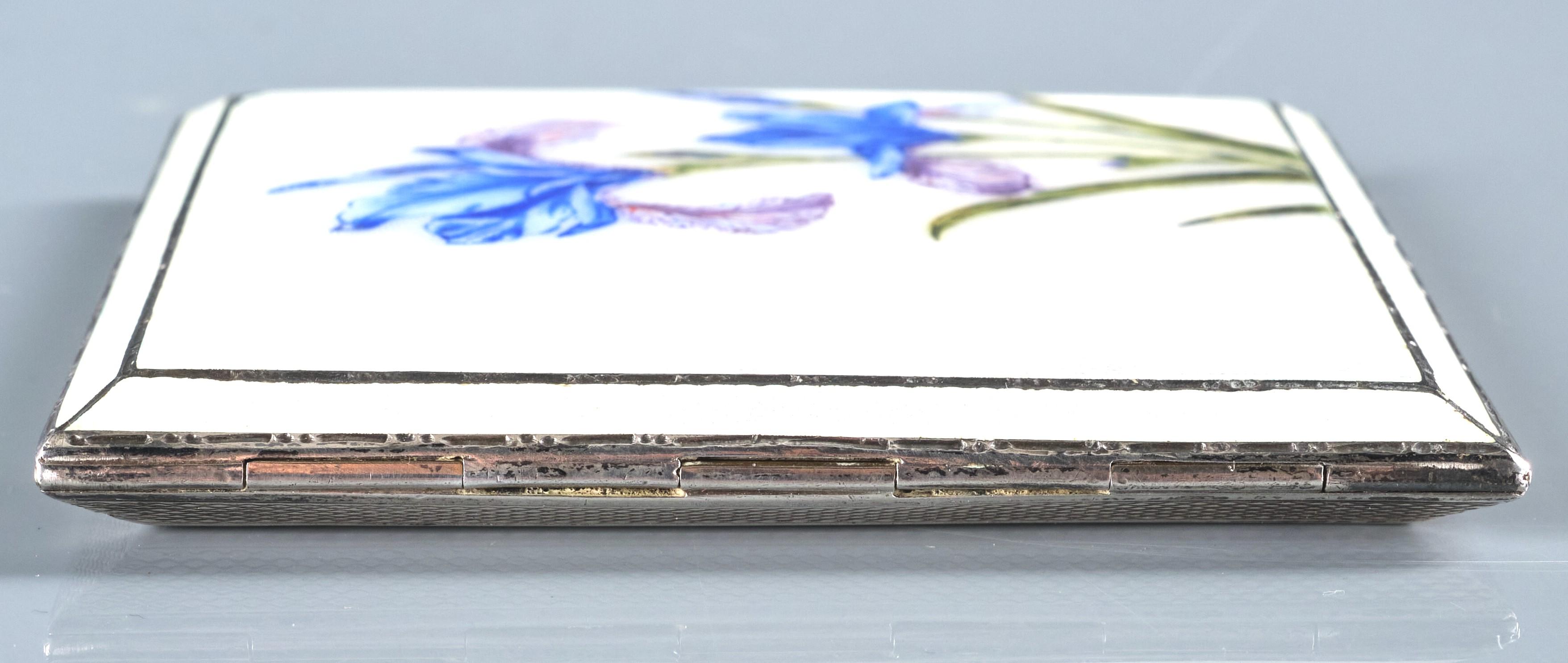 Enameled A Very Fine Early 20th Century Enamelled Sterling Silver Cigarette Case  For Sale