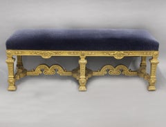 A Very Fine Early 20th Century Louis XVI Style Hand Carved Giltwood Bench