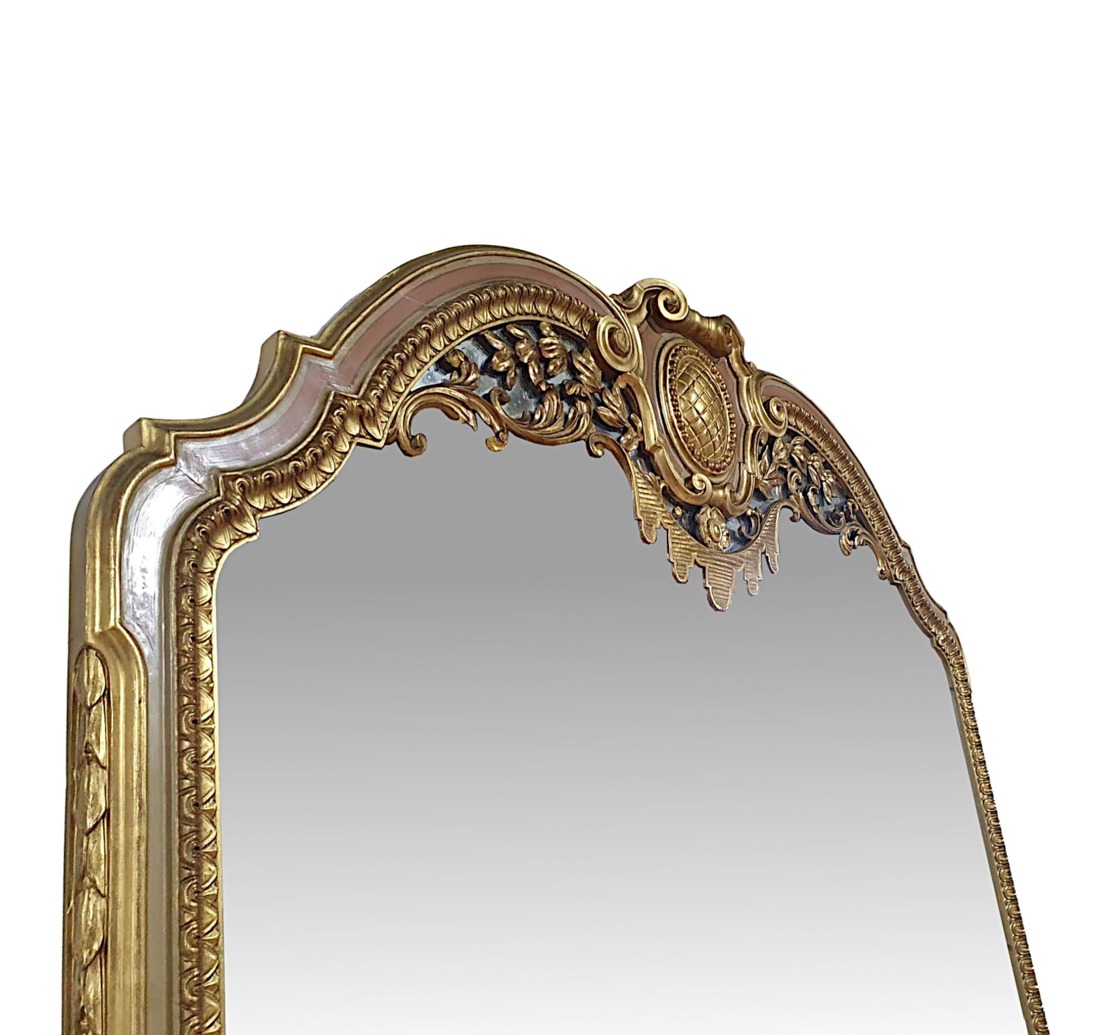 Glass Very Fine Early 20th Century  Parcel Gilt Marble Top Console Table and Mirror For Sale