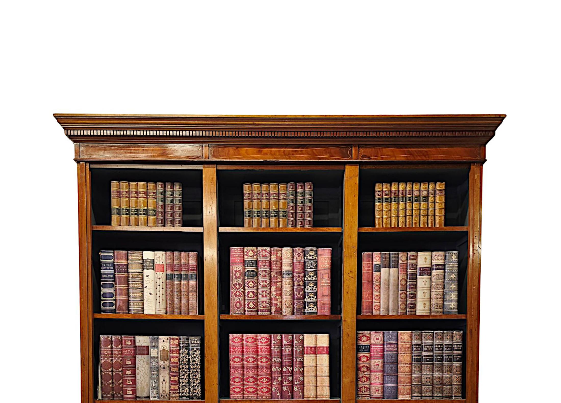 A Very Fine Edwardian Inlaid Three Section Open Bookcase In Good Condition For Sale In Dublin, IE