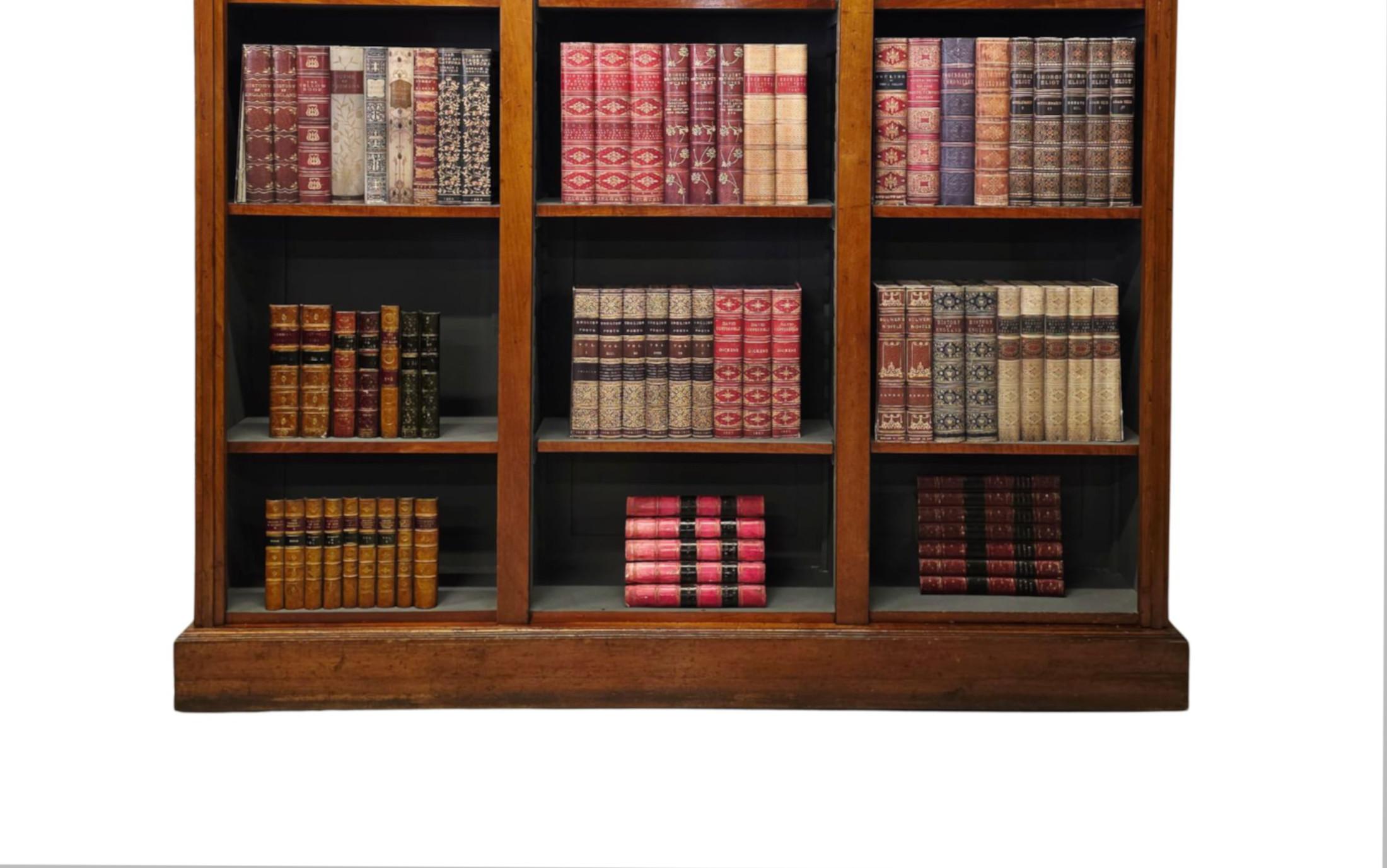 Mahogany A Very Fine Edwardian Inlaid Three Section Open Bookcase For Sale